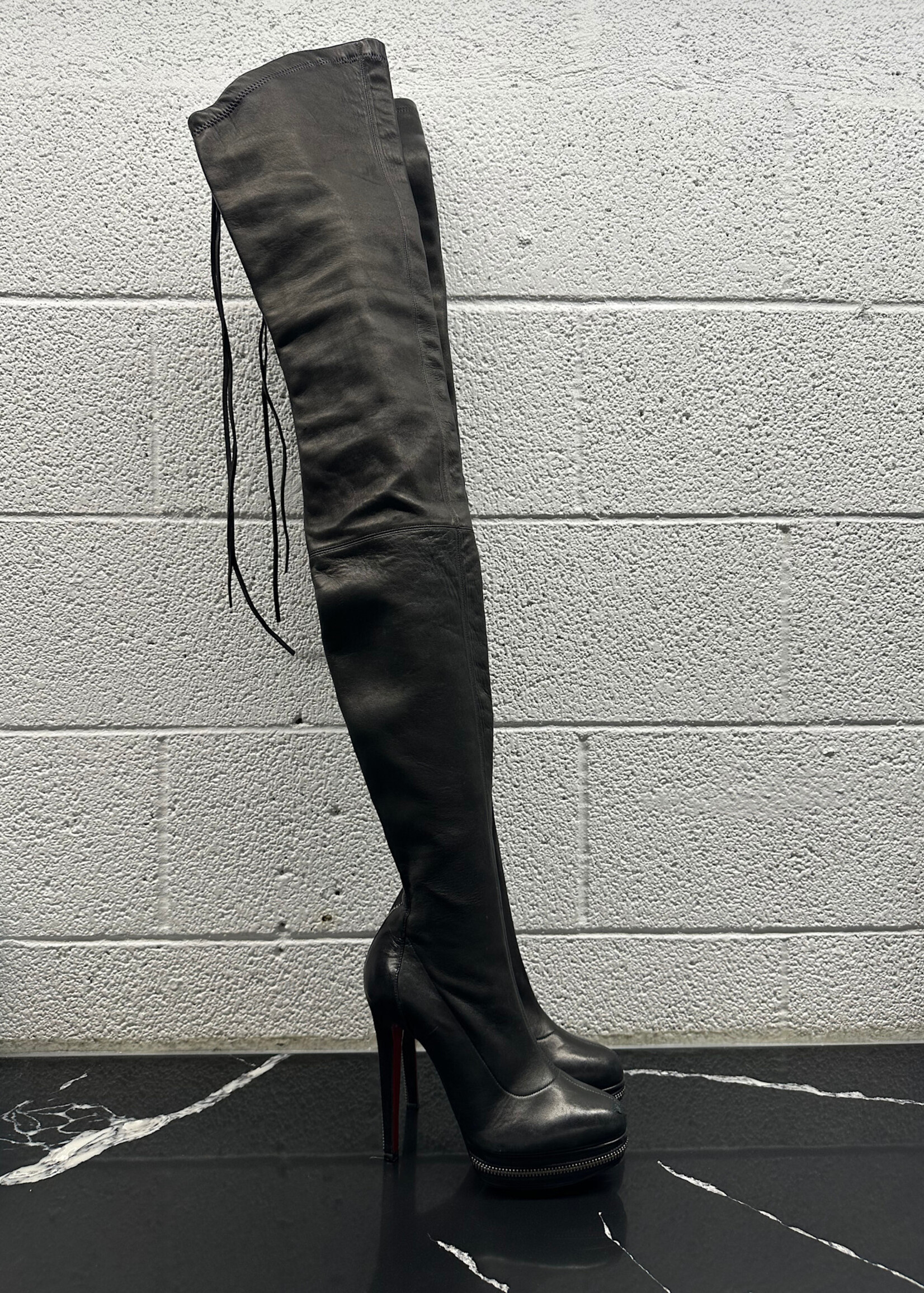 Louboutin Over The Knee Zipper Boots 37/7 AS IS