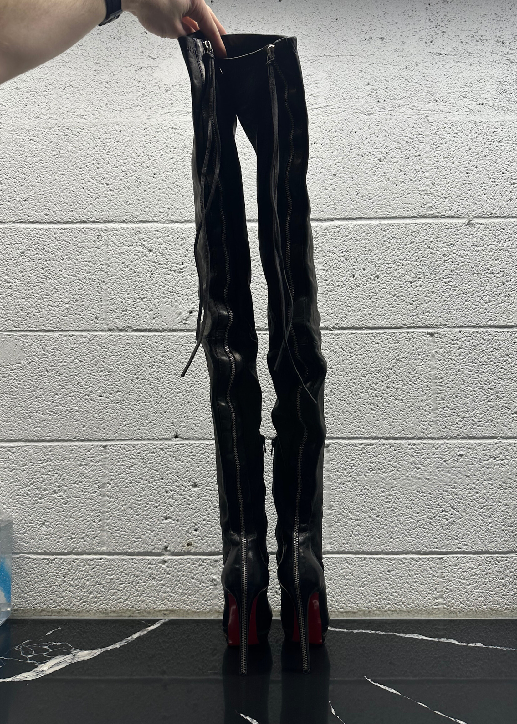 Louboutin Over The Knee Zipper Boots 37/7 AS IS