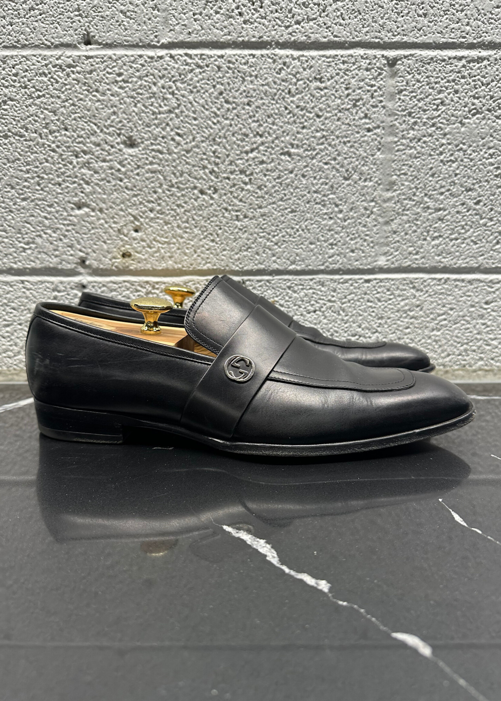 Gucci Black Silver GG Loafers Fits Masc 11