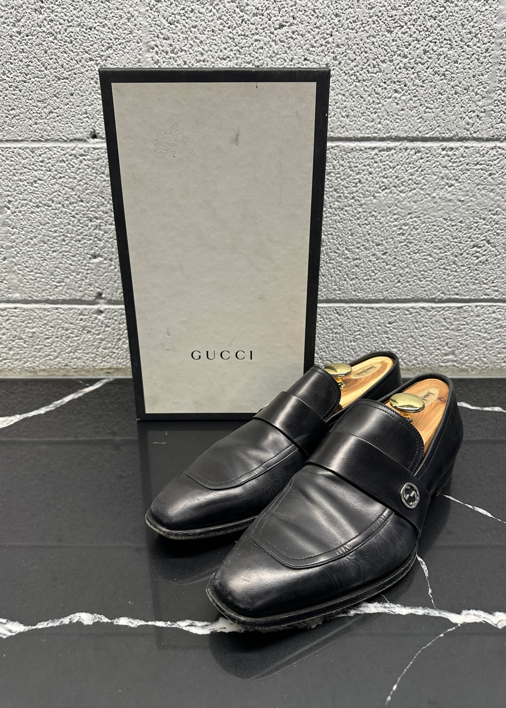 Gucci Black Silver GG Loafers Fits Masc 11