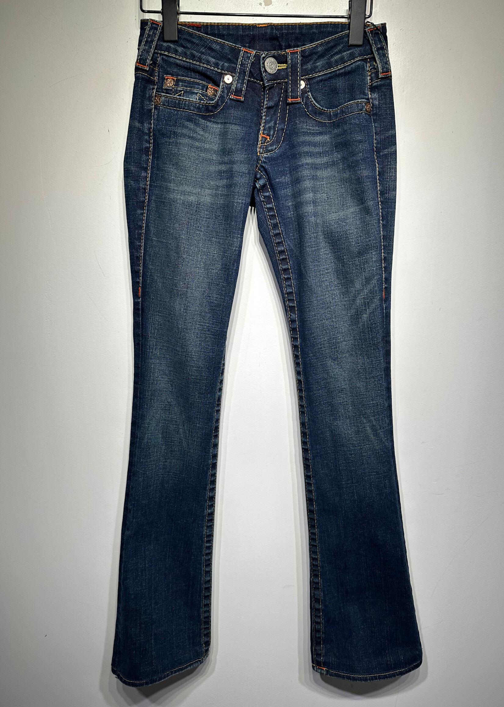 True Religion Bobby Yellow Blue Bootcut Jeans 24