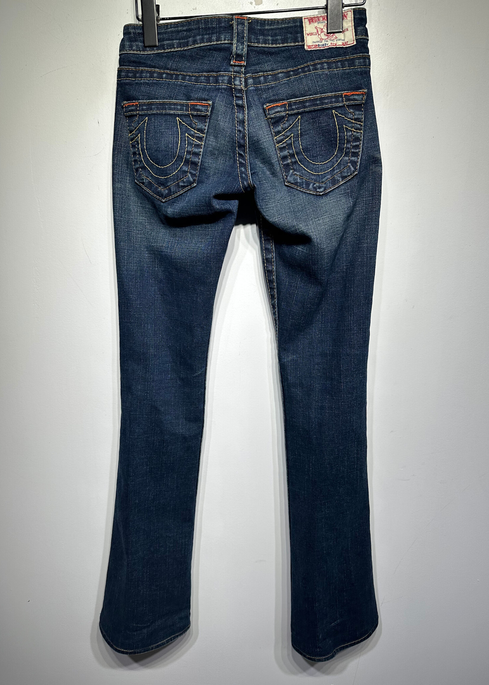 True Religion Bobby Yellow Blue Bootcut Jeans 24