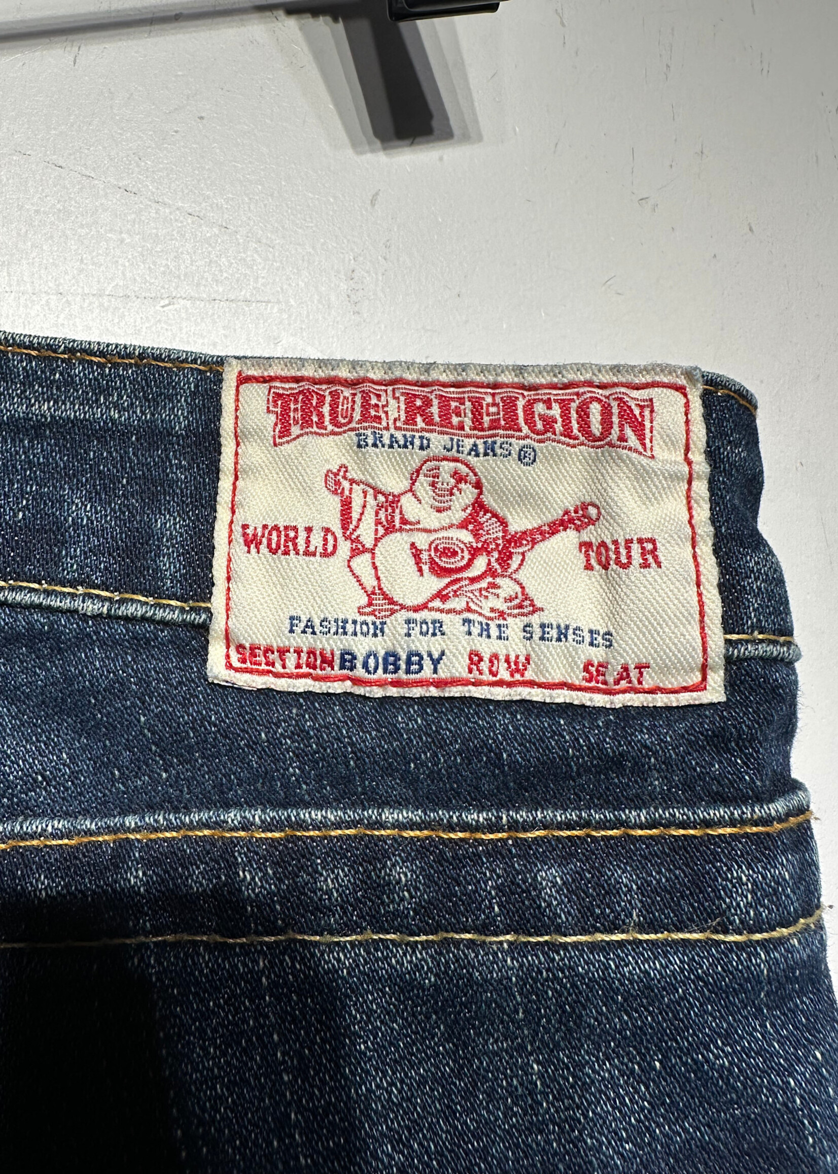 True Religion Bobby Yellow Blue Bootcut Jeans 24