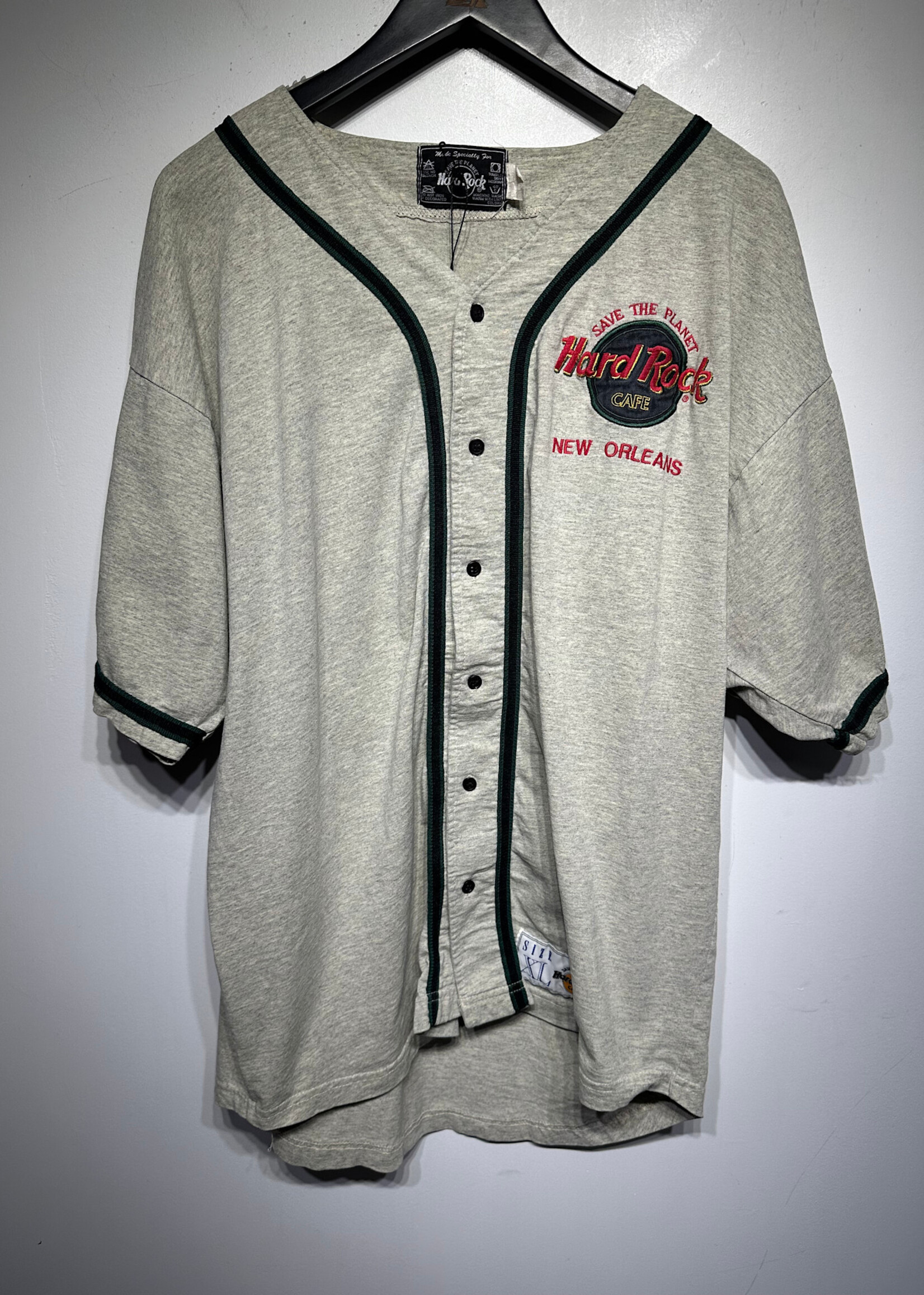 Hard Rock New Orleans Grey baseball Jersey Tee XL