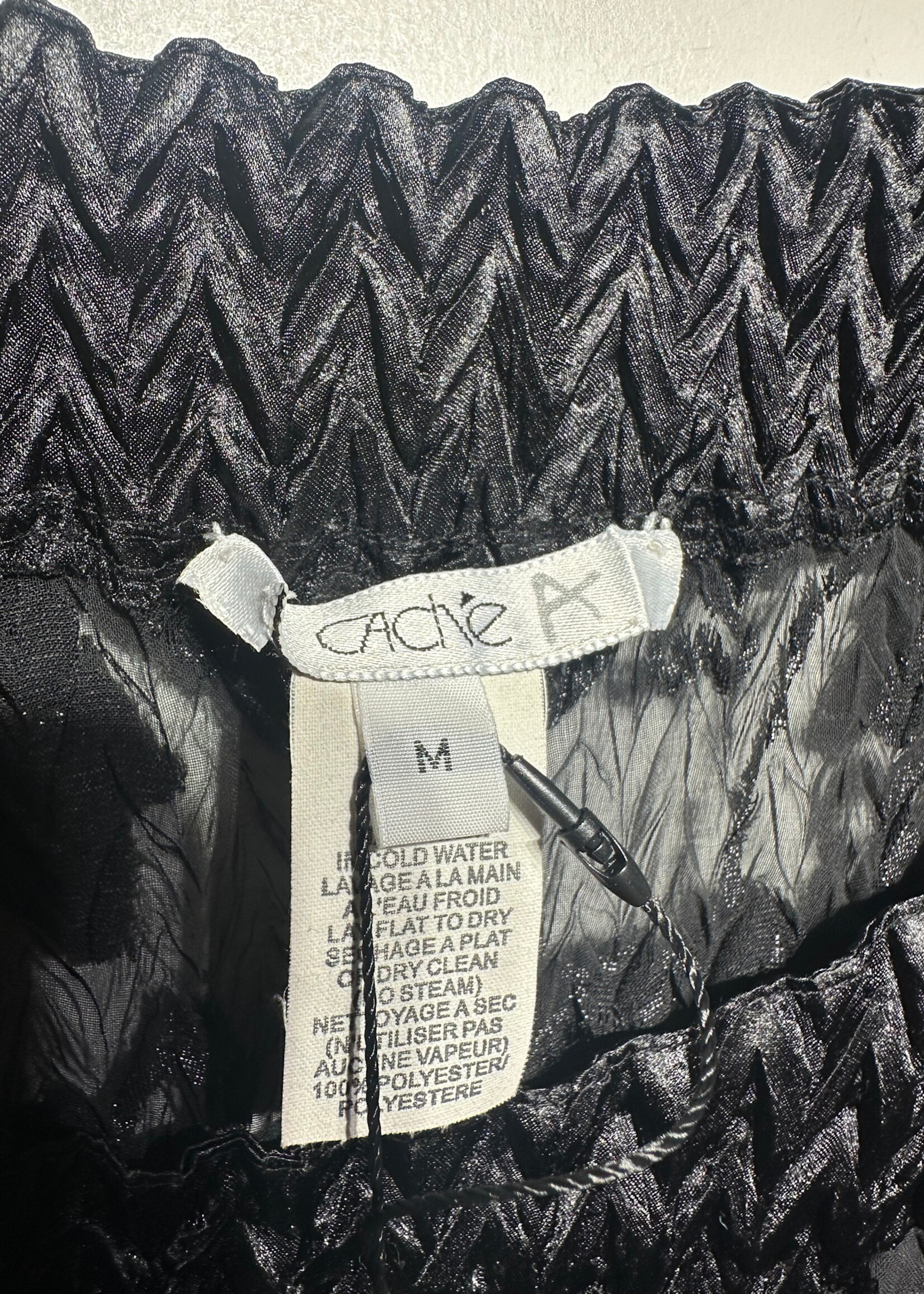 Cache Black Mesh Floral Bell Sleeve Top M