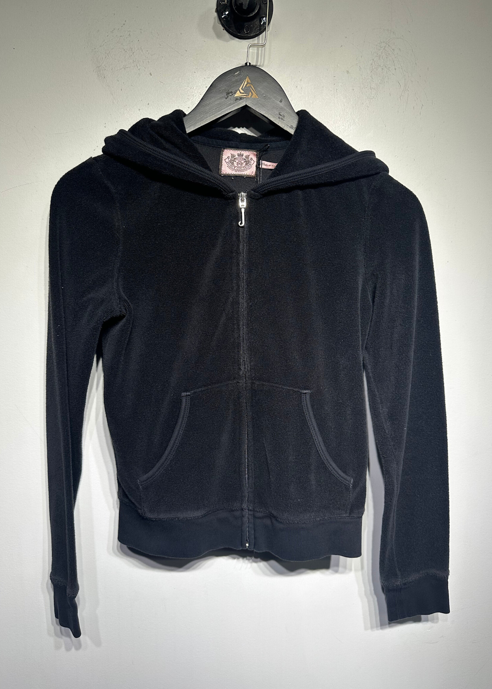 JUICY COUTURE BLACK TERR CLOTH ZIP UP S