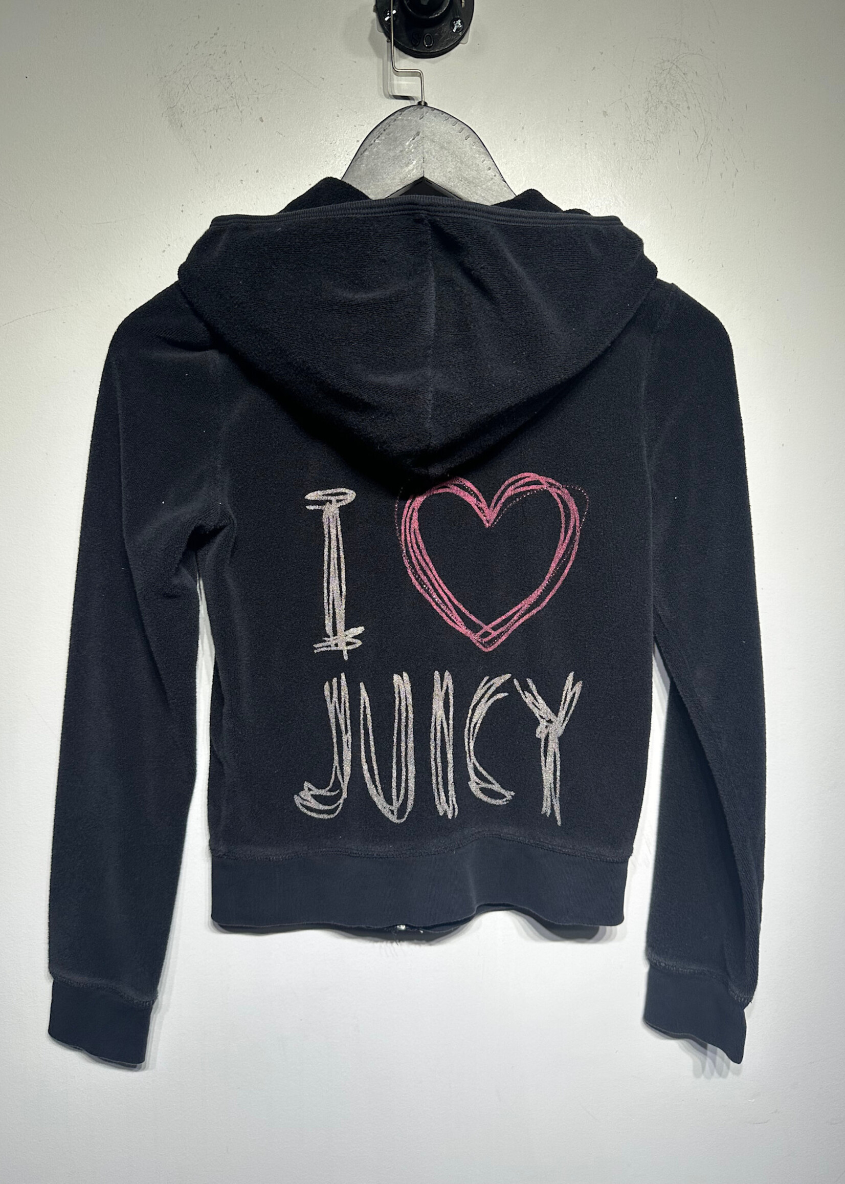 JUICY COUTURE BLACK TERR CLOTH ZIP UP S