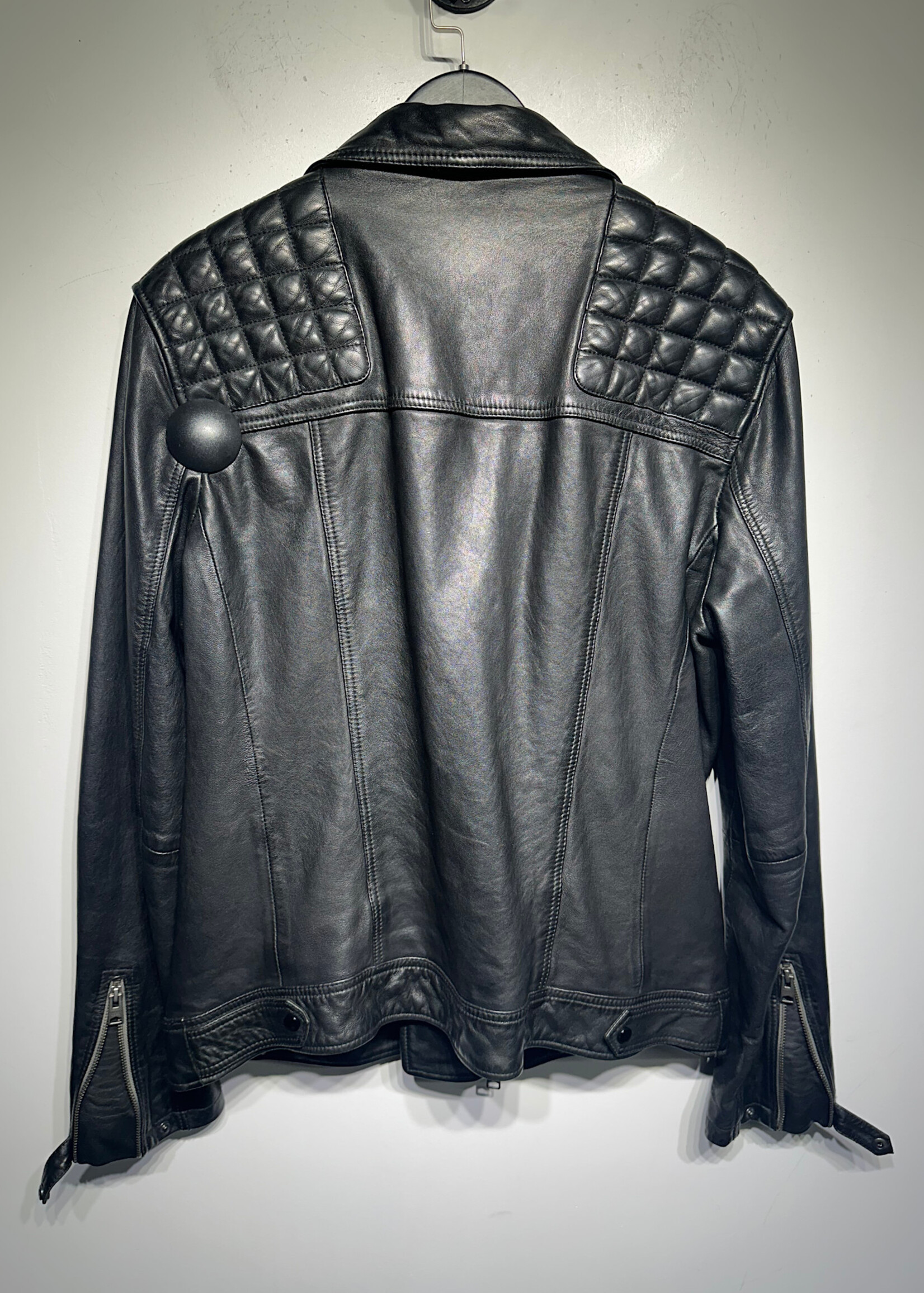 All Saints Padded Leather Biker Jacket XL