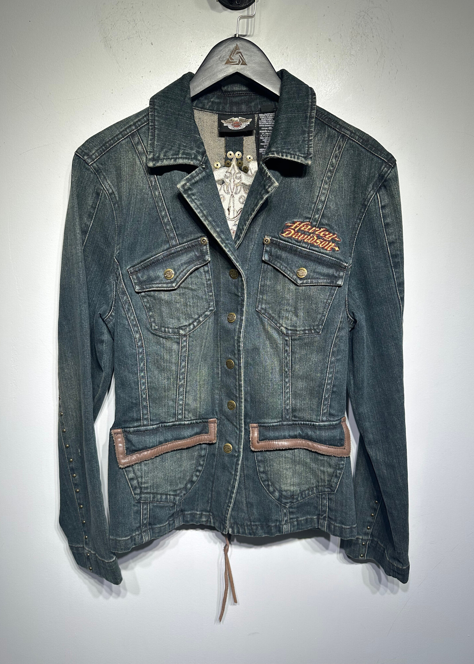 Harley Davidson Studded Denim Jacket L
