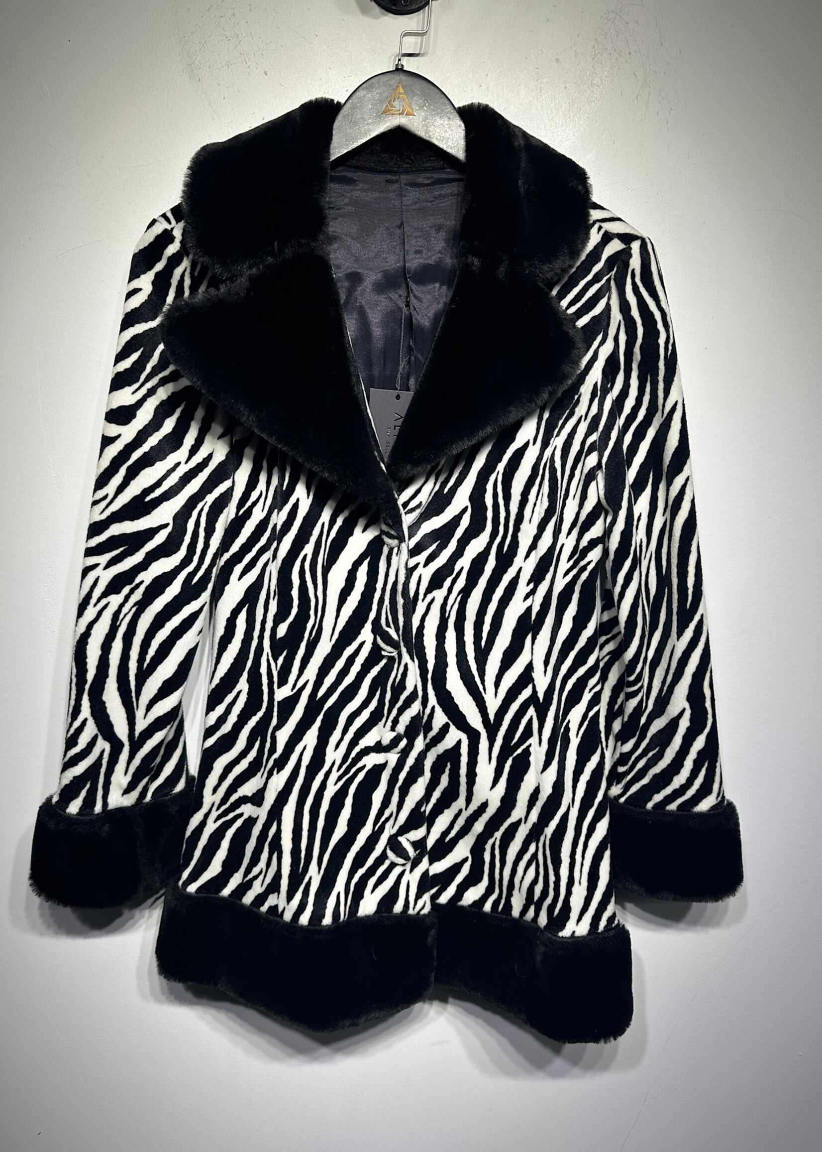 No Label Zebra Fur Trim Jacket S