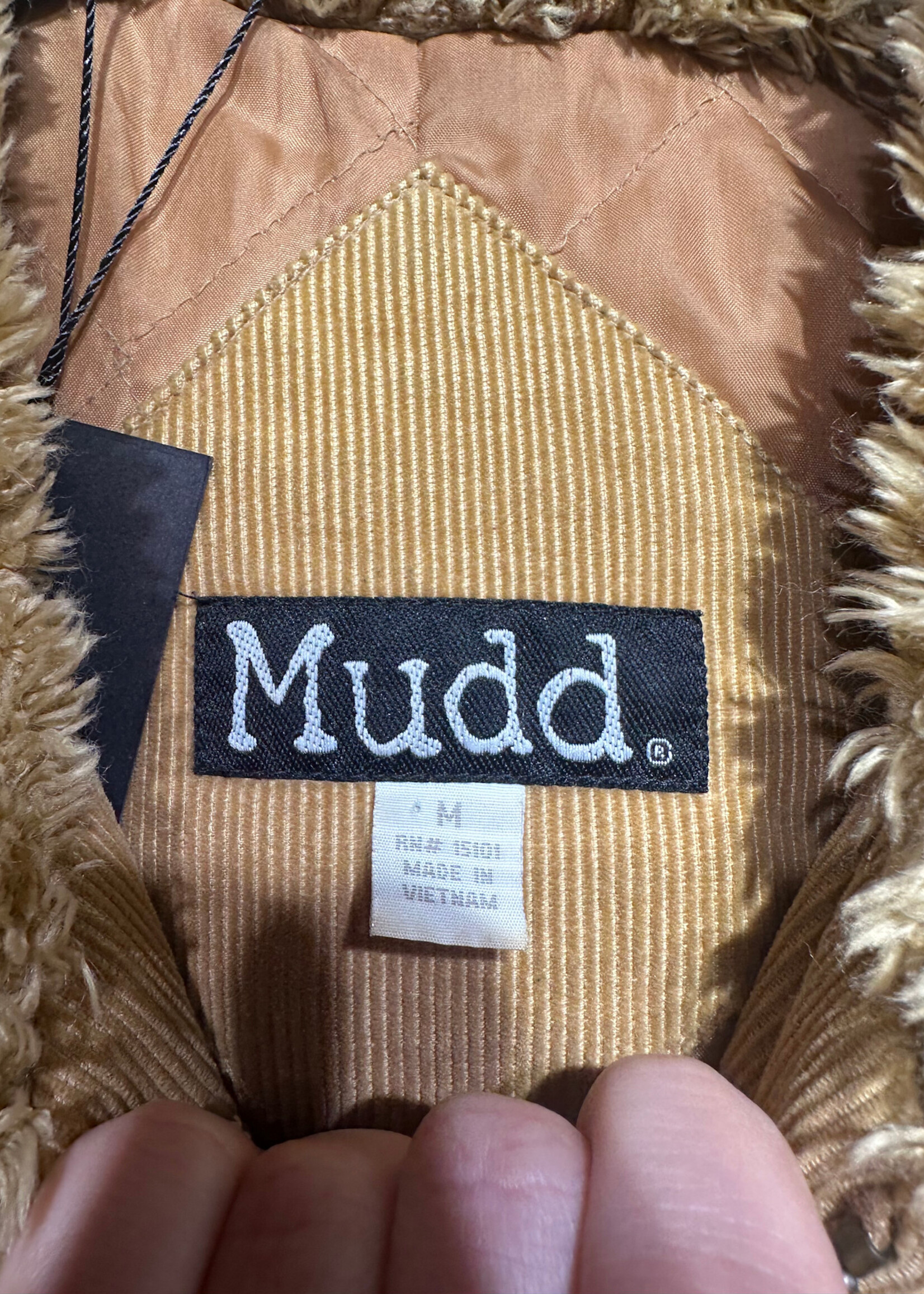 Mudd Y2K Tan Cord Hooded Jacket M