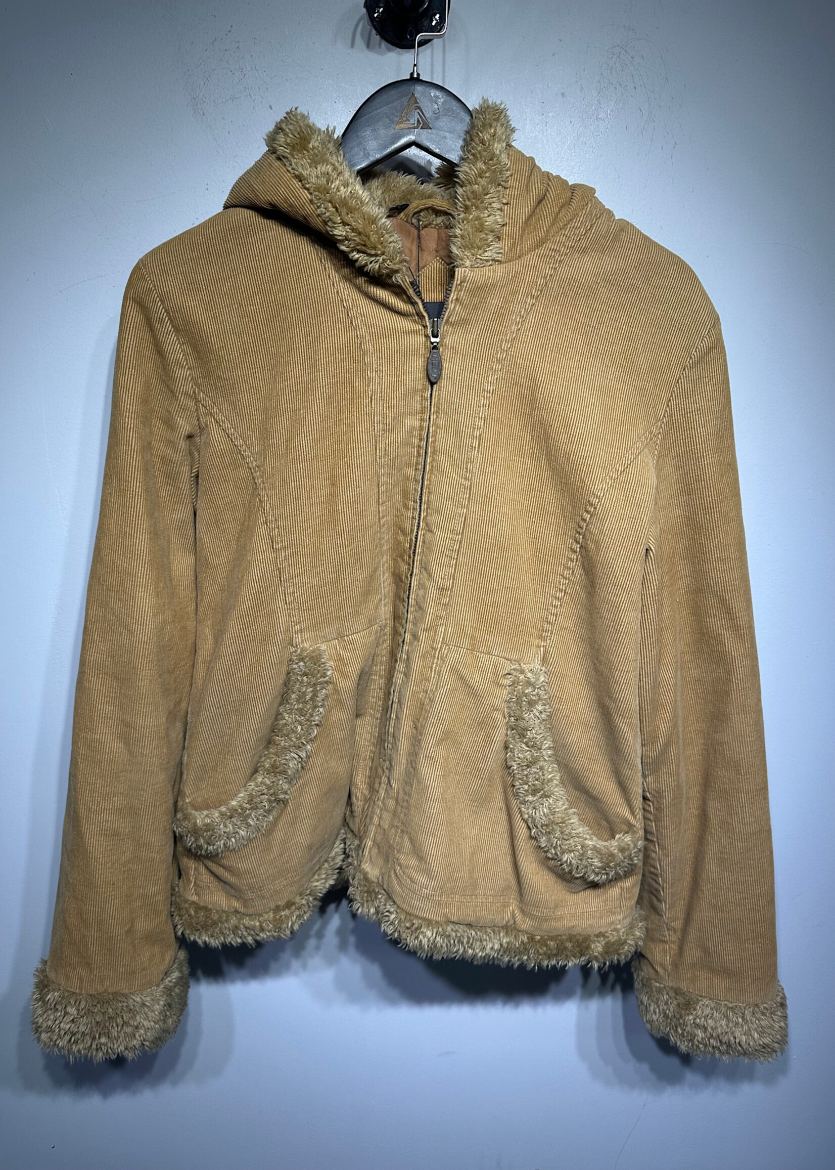 Mudd Y2K Tan Cord Hooded Jacket M