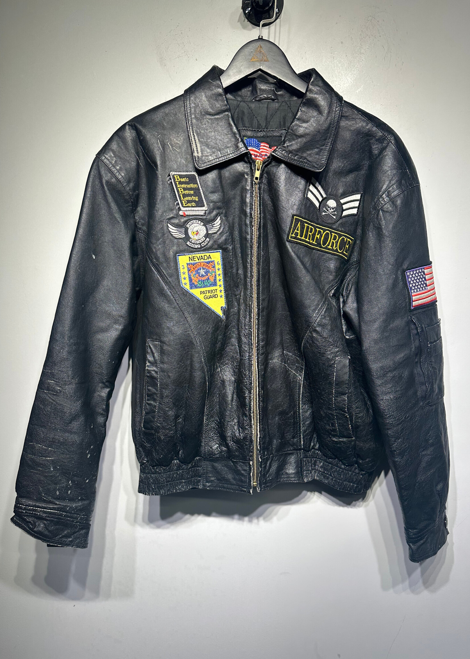Vintage Airfoce Patches Leather Jacket M As Is
