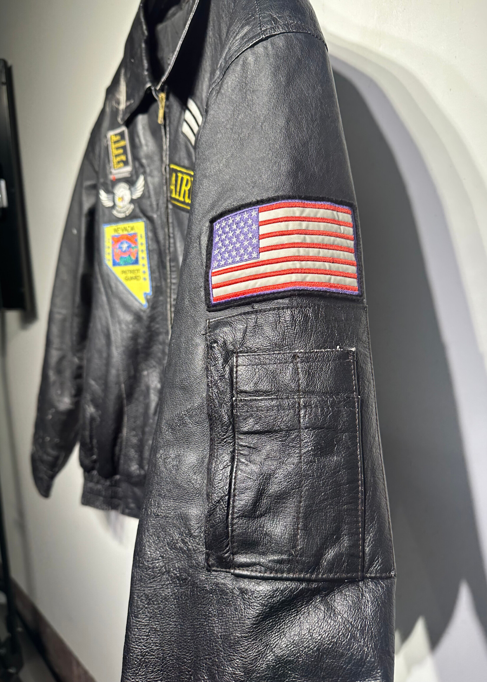 Vintage Airfoce Patches Leather Jacket M As Is