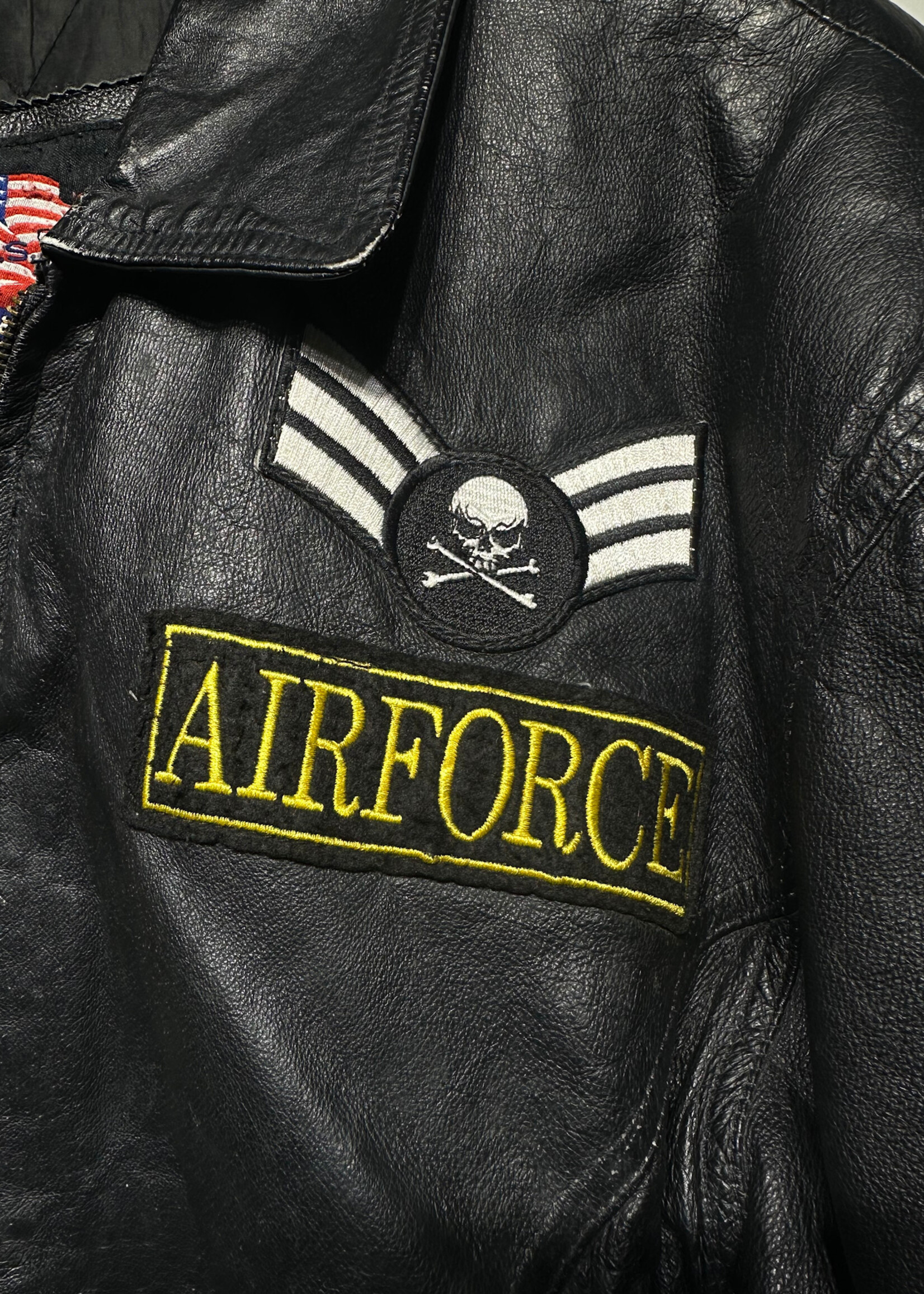 Vintage Airfoce Patches Leather Jacket M As Is