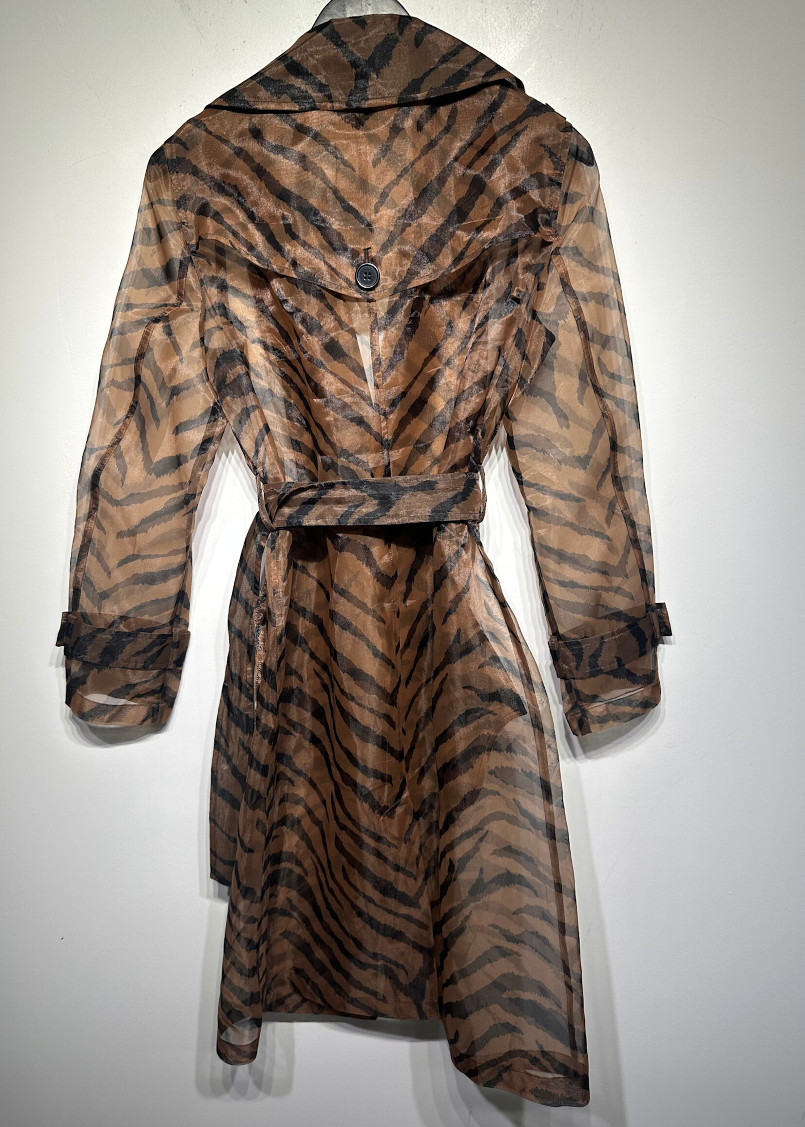 WHBM Brown Sheer Zebra Print Trench S