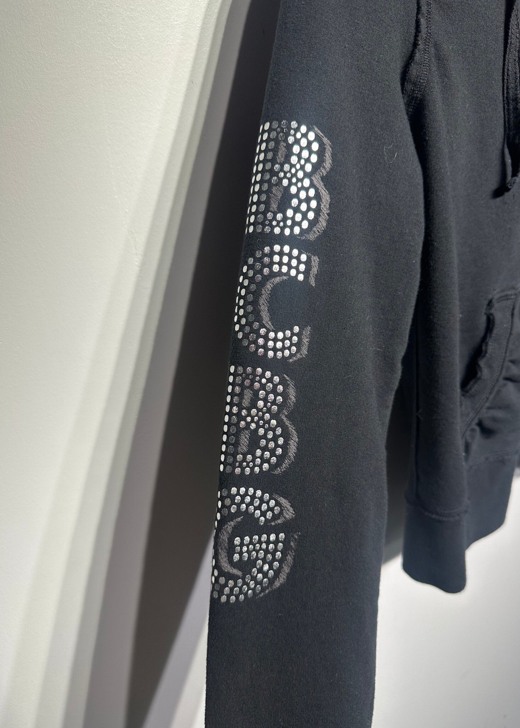 BCBG Black Sleeve Logo Zip Hoodie M