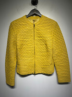00s Yellow Quilted Leather Jacket Fem M AS IS