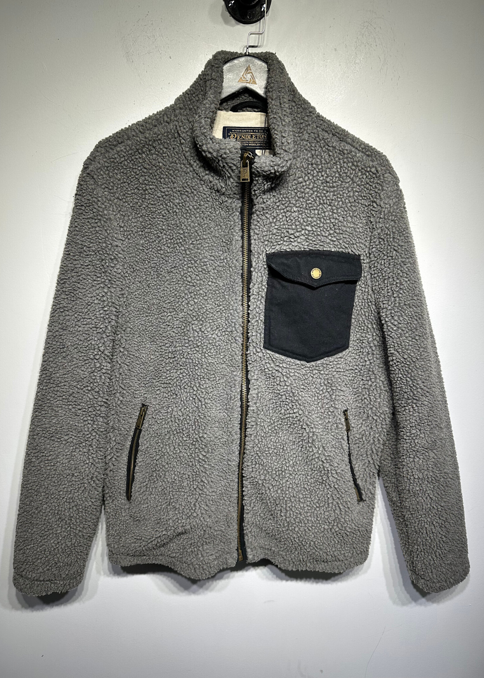 Pendleton Grey Fleece Denim Pocket Jacket L
