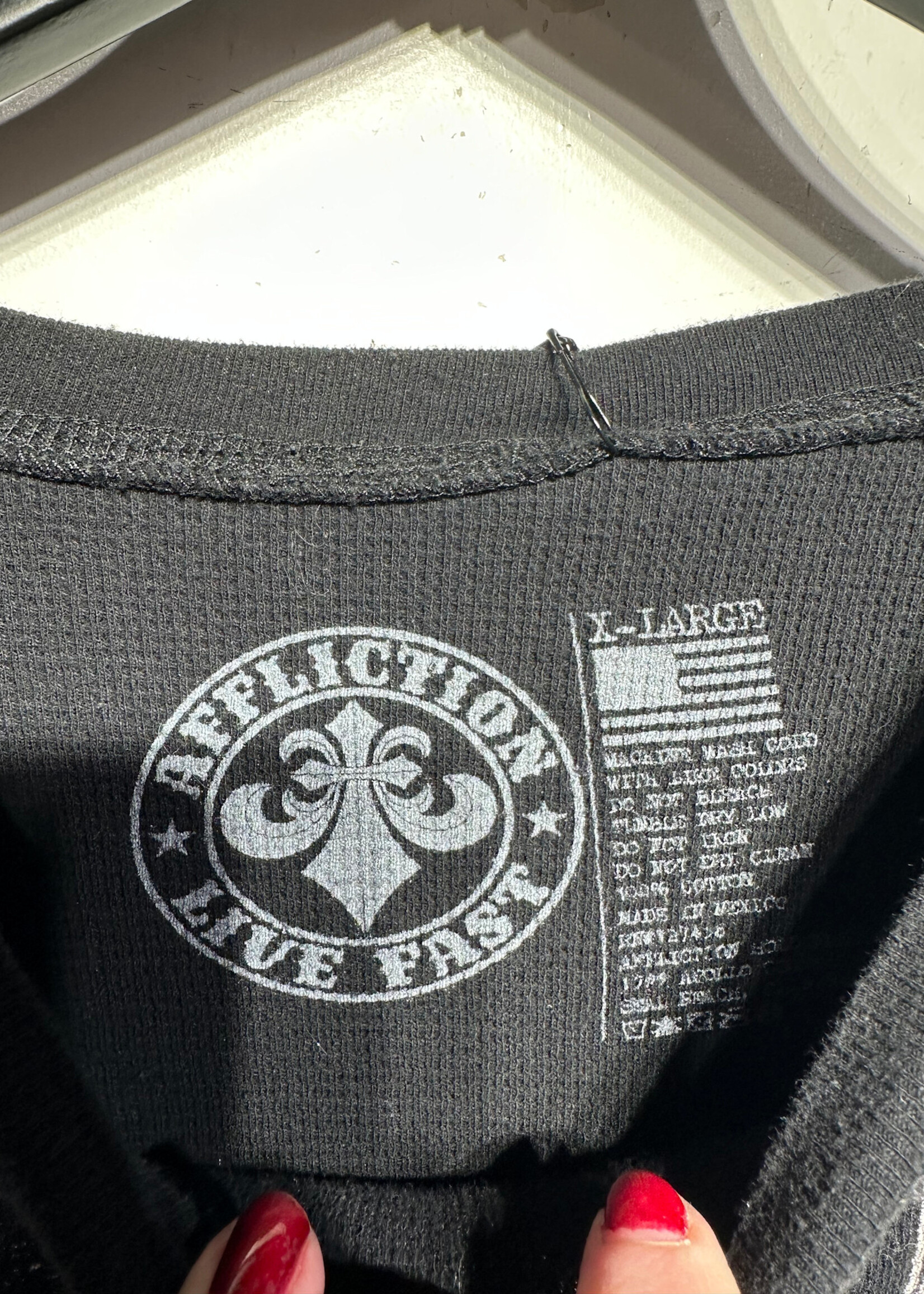 AFFLICTION BLACK SKULL WAFFLE KNIT LS XL