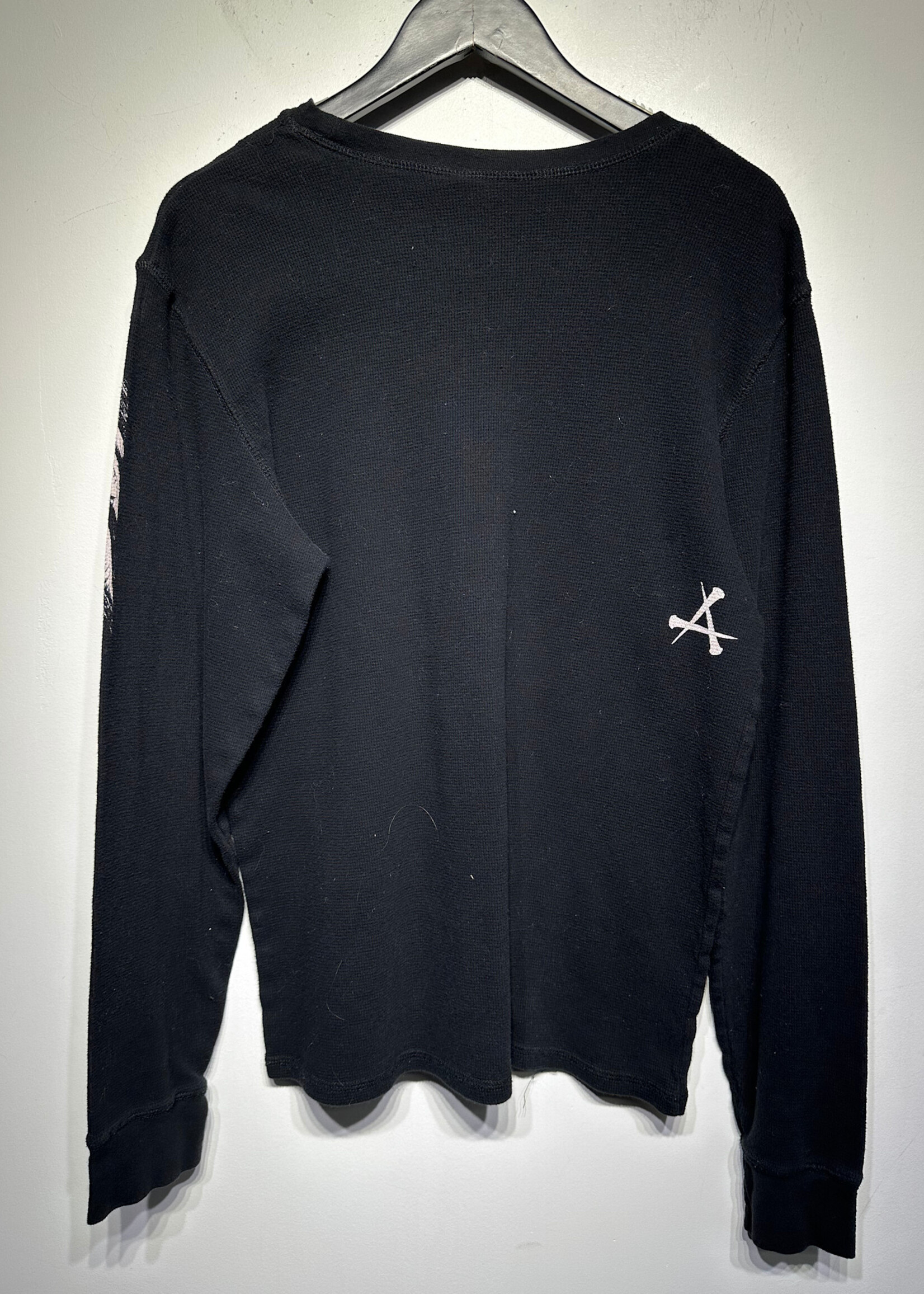 AFFLICTION BLACK SKULL WAFFLE KNIT LS XL