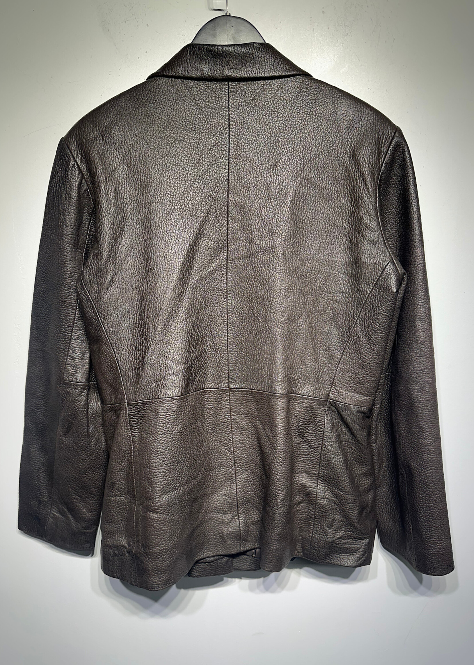 Avanti NY Brown Leather Overcoat Fem L
