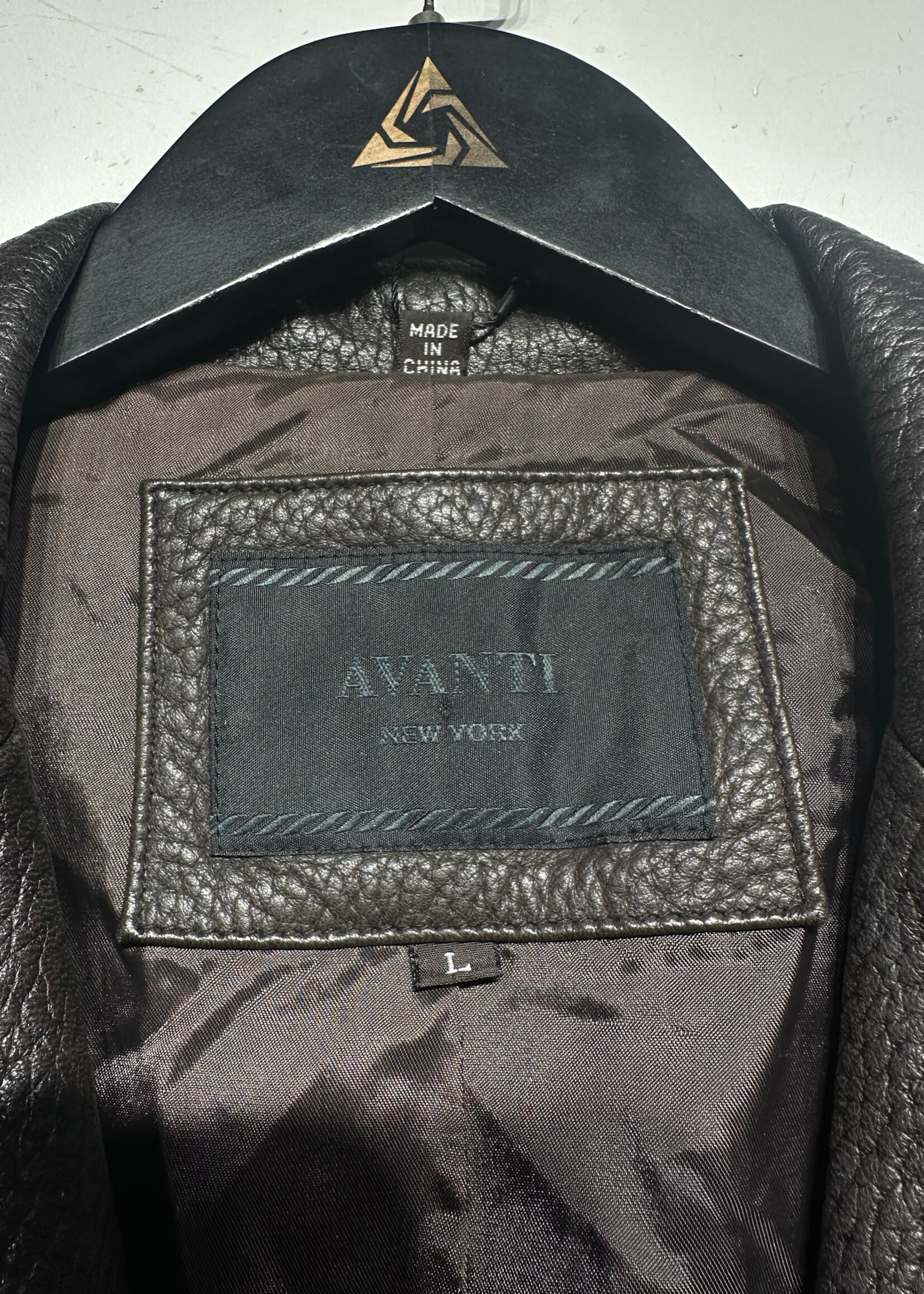 Avanti NY Brown Leather Overcoat Fem L