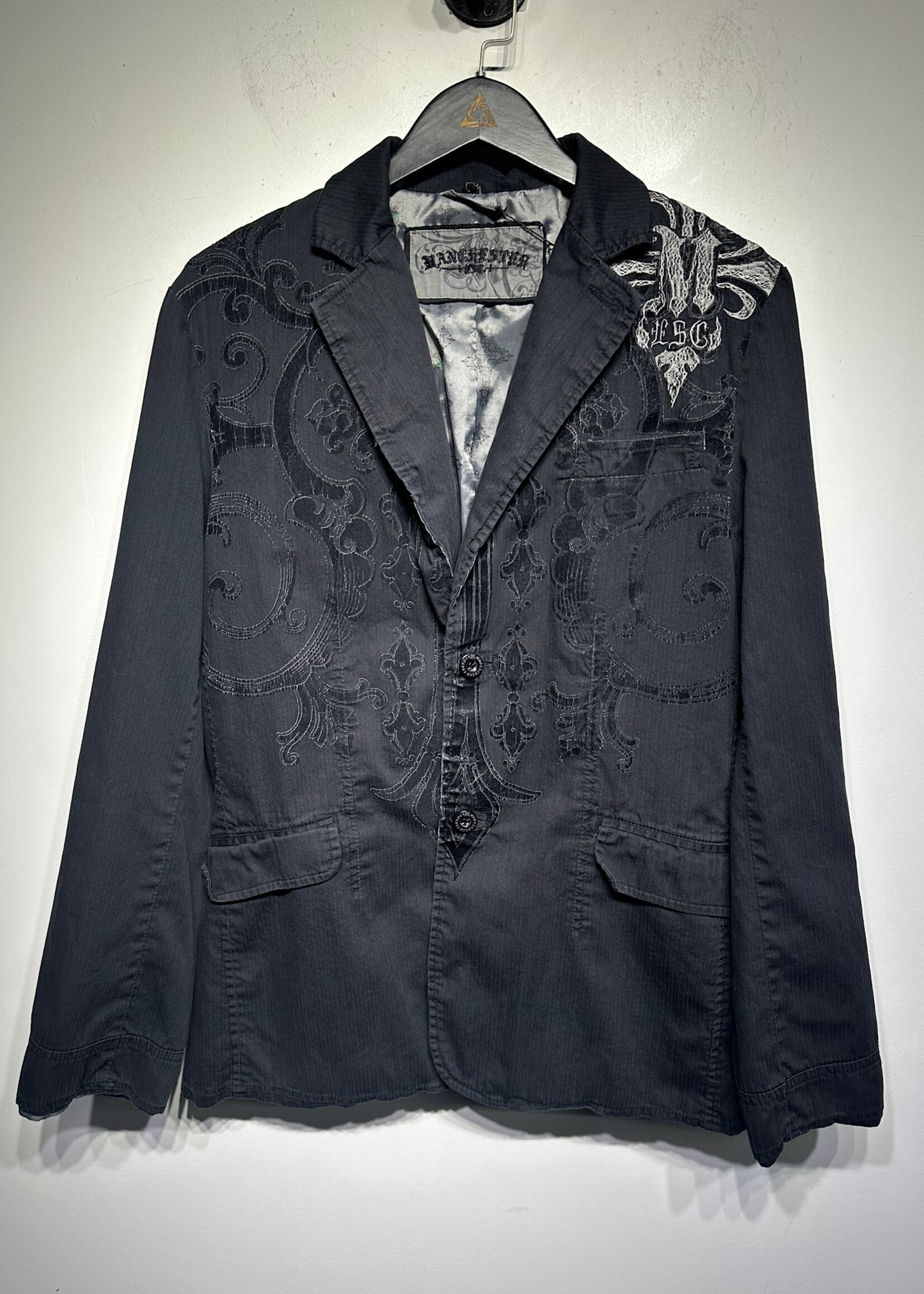 Manchester Black Velvet Blazer Jacket L