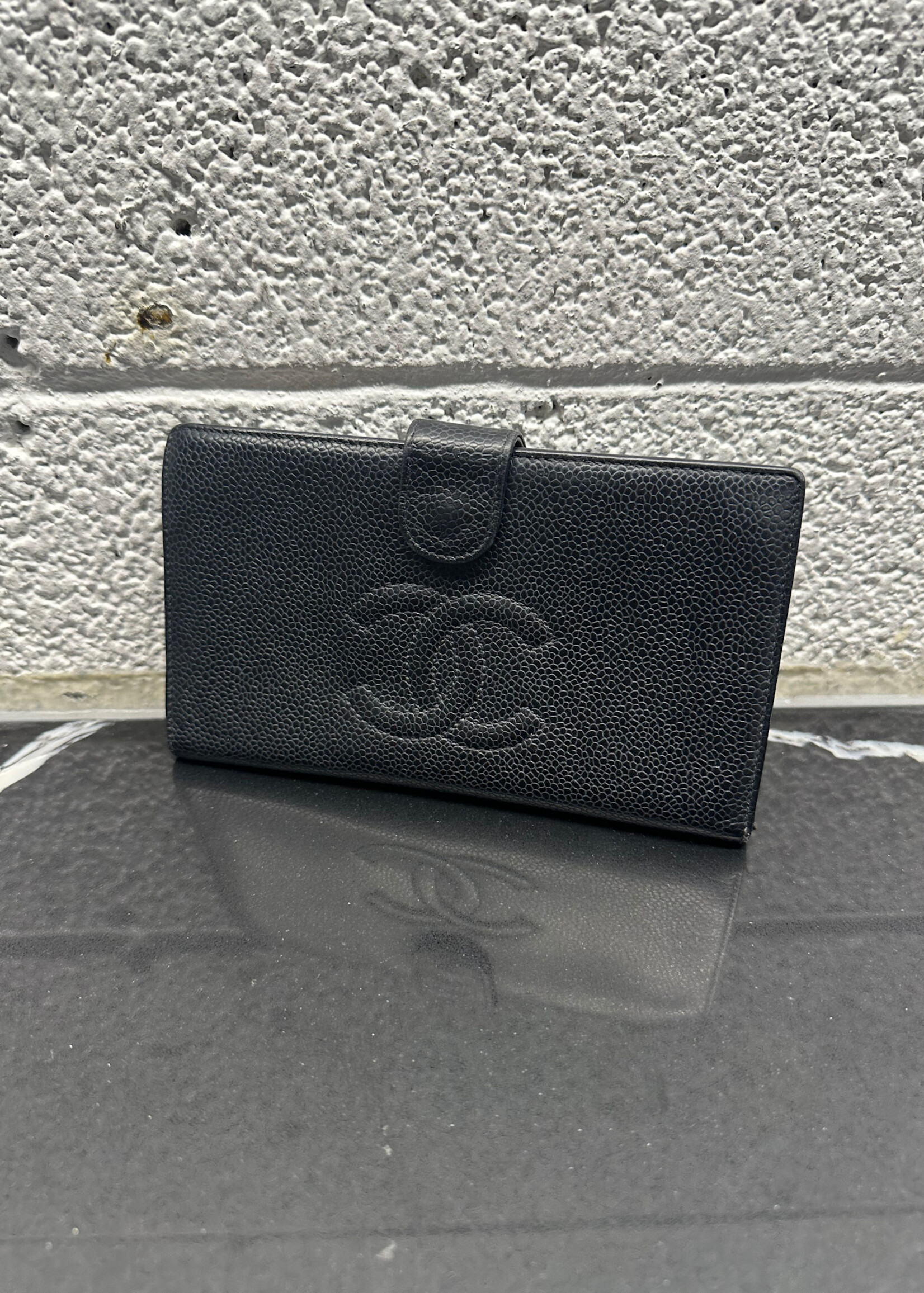 Chanel CC Black Caviar Long Wallet