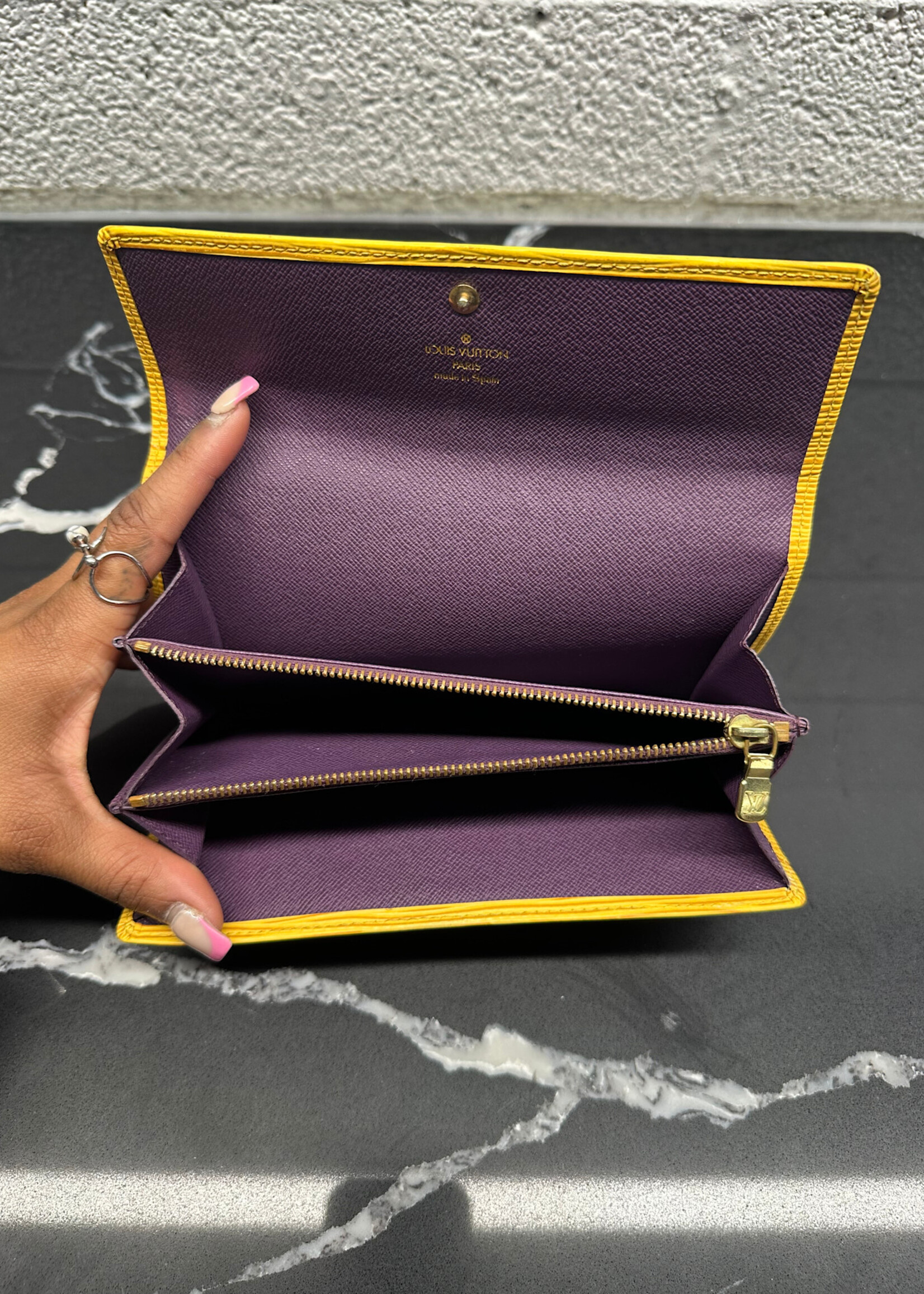 Louis Vuitton Yellow Epi Sarah Continental Wallet