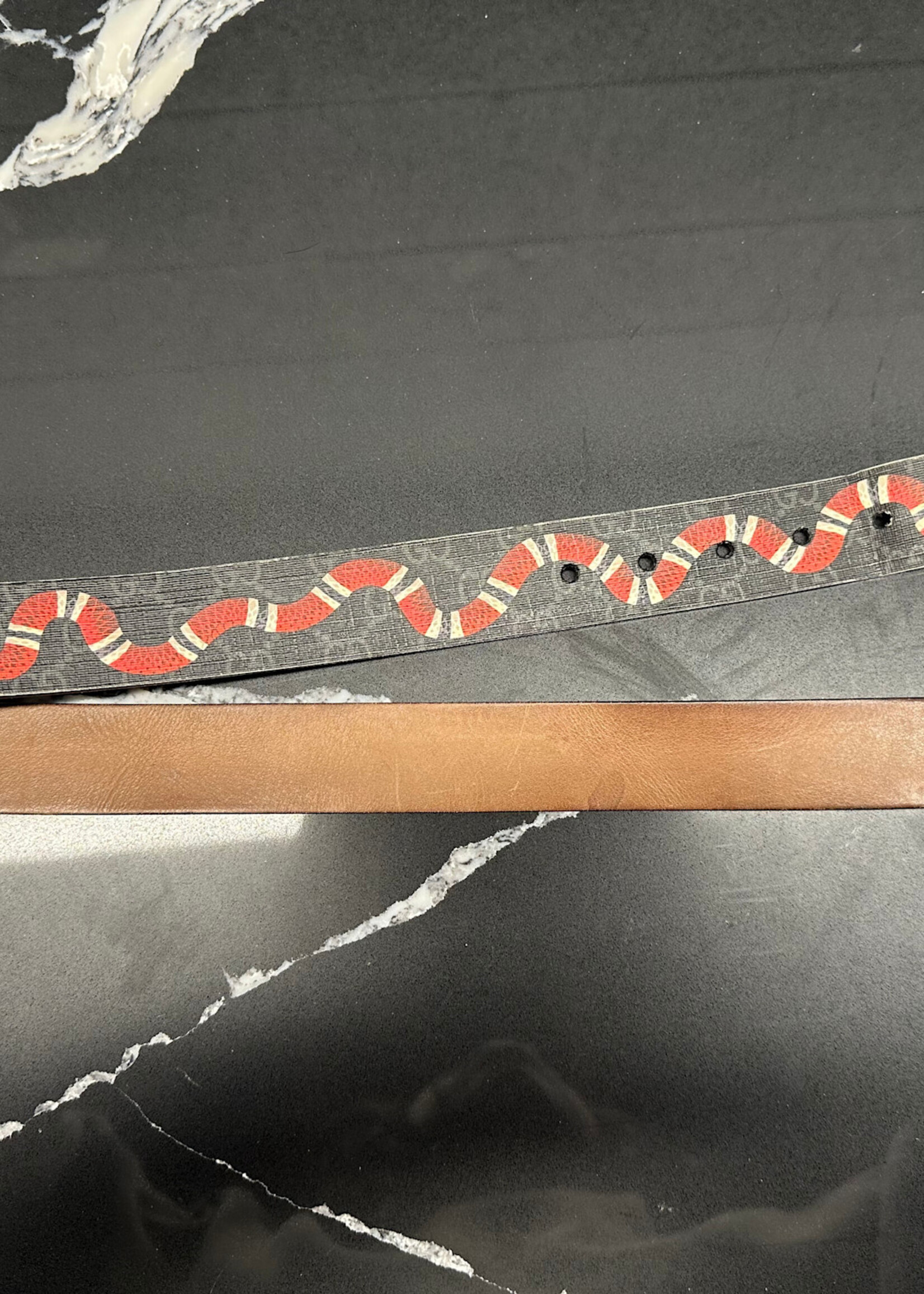 Gucci Monogram Red Snake Belt As Is