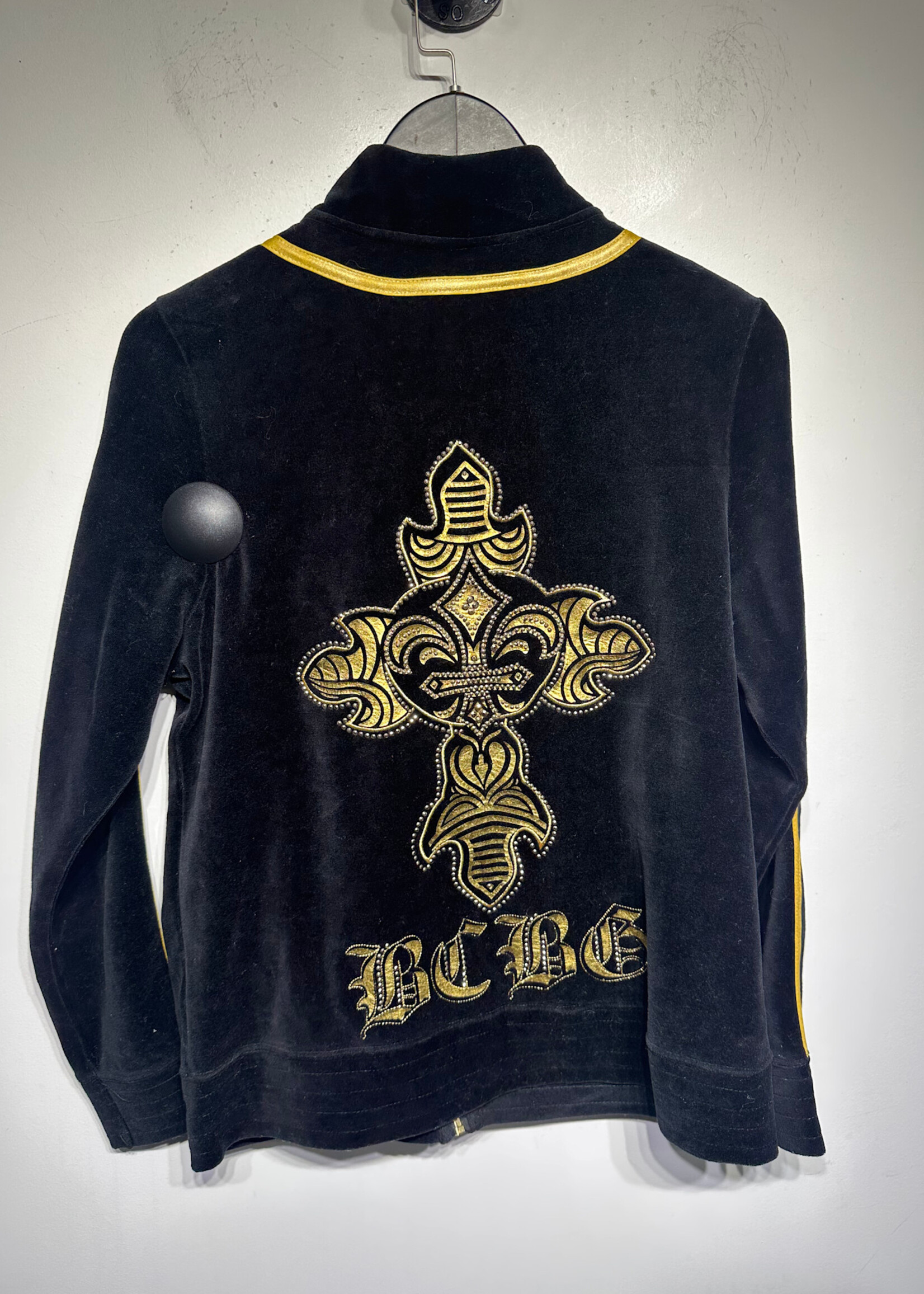 BCBG BLACK YELLOW Y2K VELOUR JACKET XL