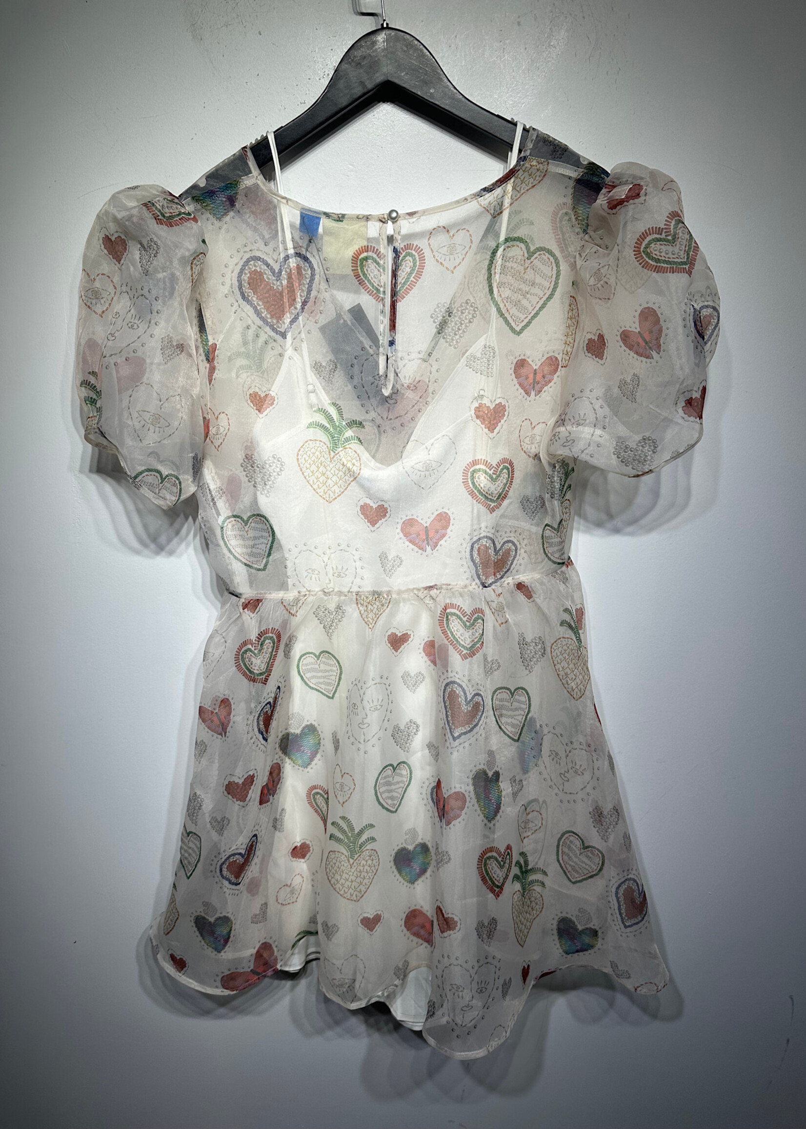 Farm Rio Layered Heart Print Dress L