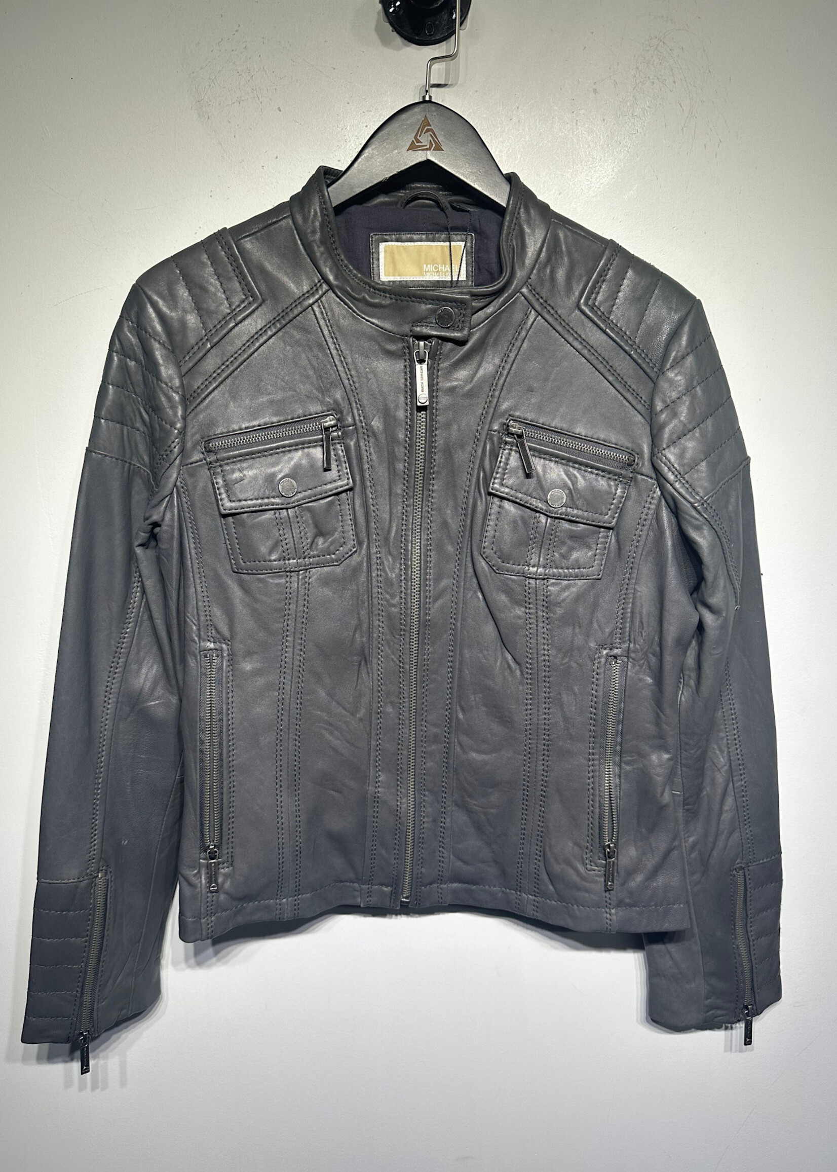 MICHAEL KORS GREY MOTO JACKET FEM L AS IS
