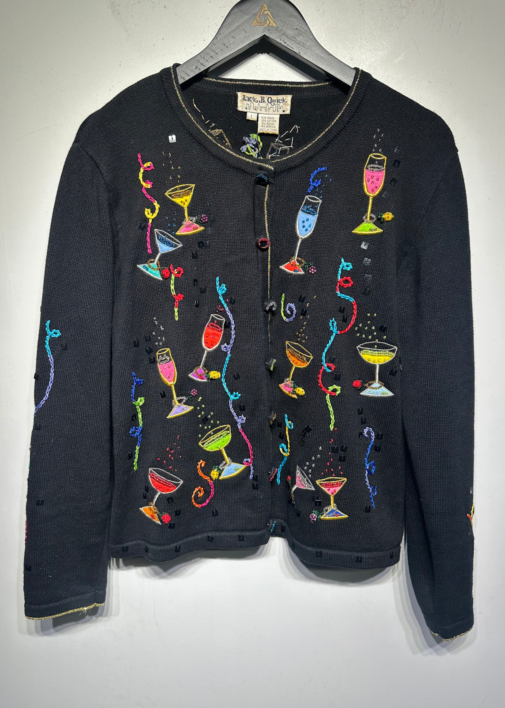 Jack B Quick VTG Martini Knit Cardigan L