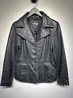 Maxima Vintage Black Short Leather Overcoat M