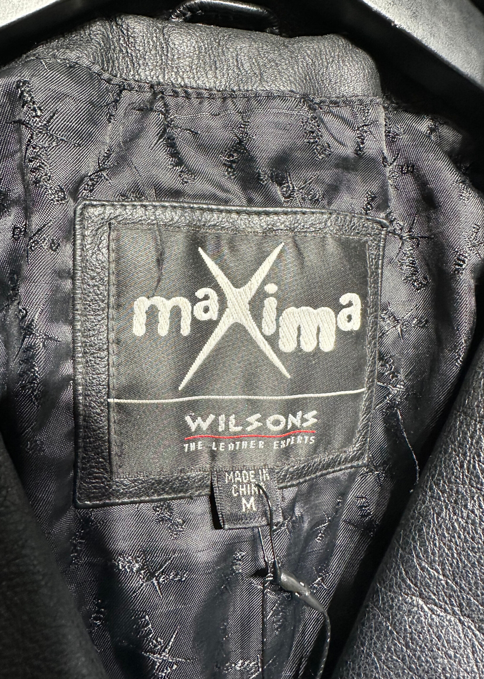 Maxima Vintage Black Short Leather Overcoat M