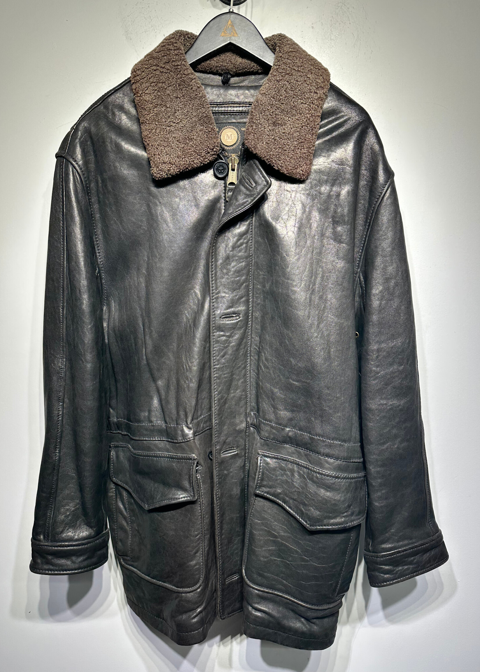 Marc NY Sherpa Collar Leather Jacket M