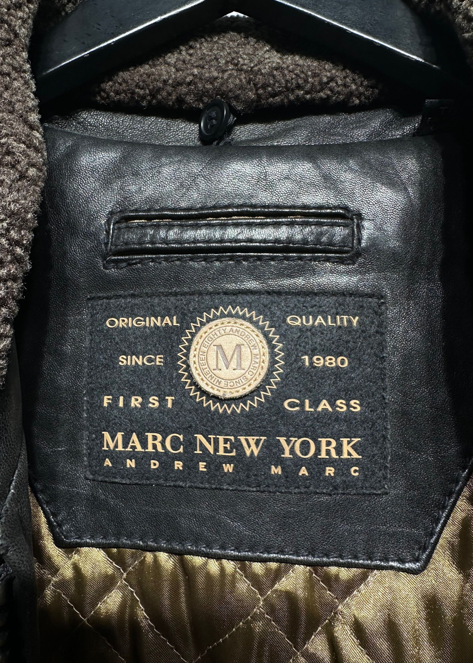 Marc NY Sherpa Collar Leather Jacket M