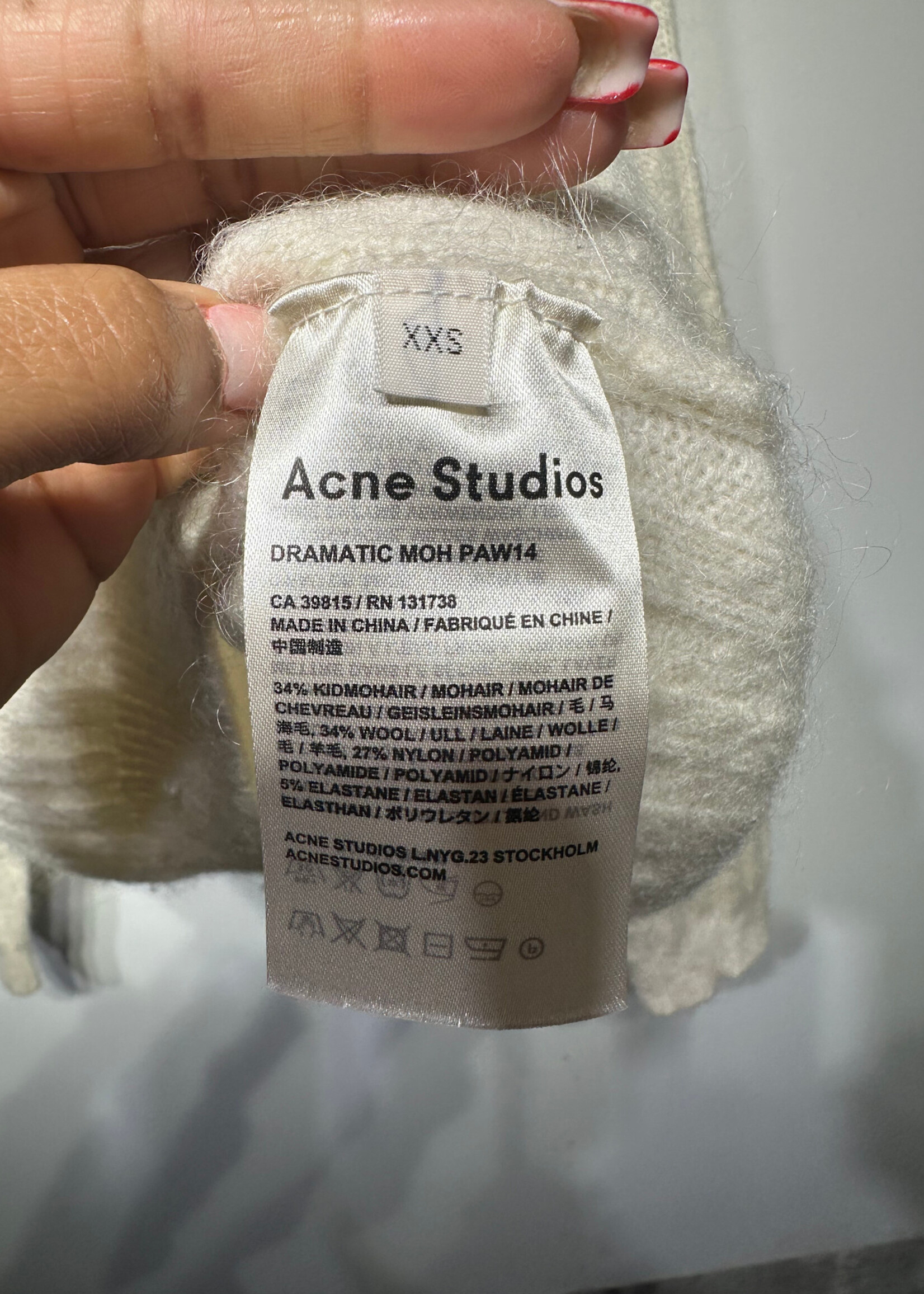 Acne Studios Crème Mohair Sweater Fits S/M