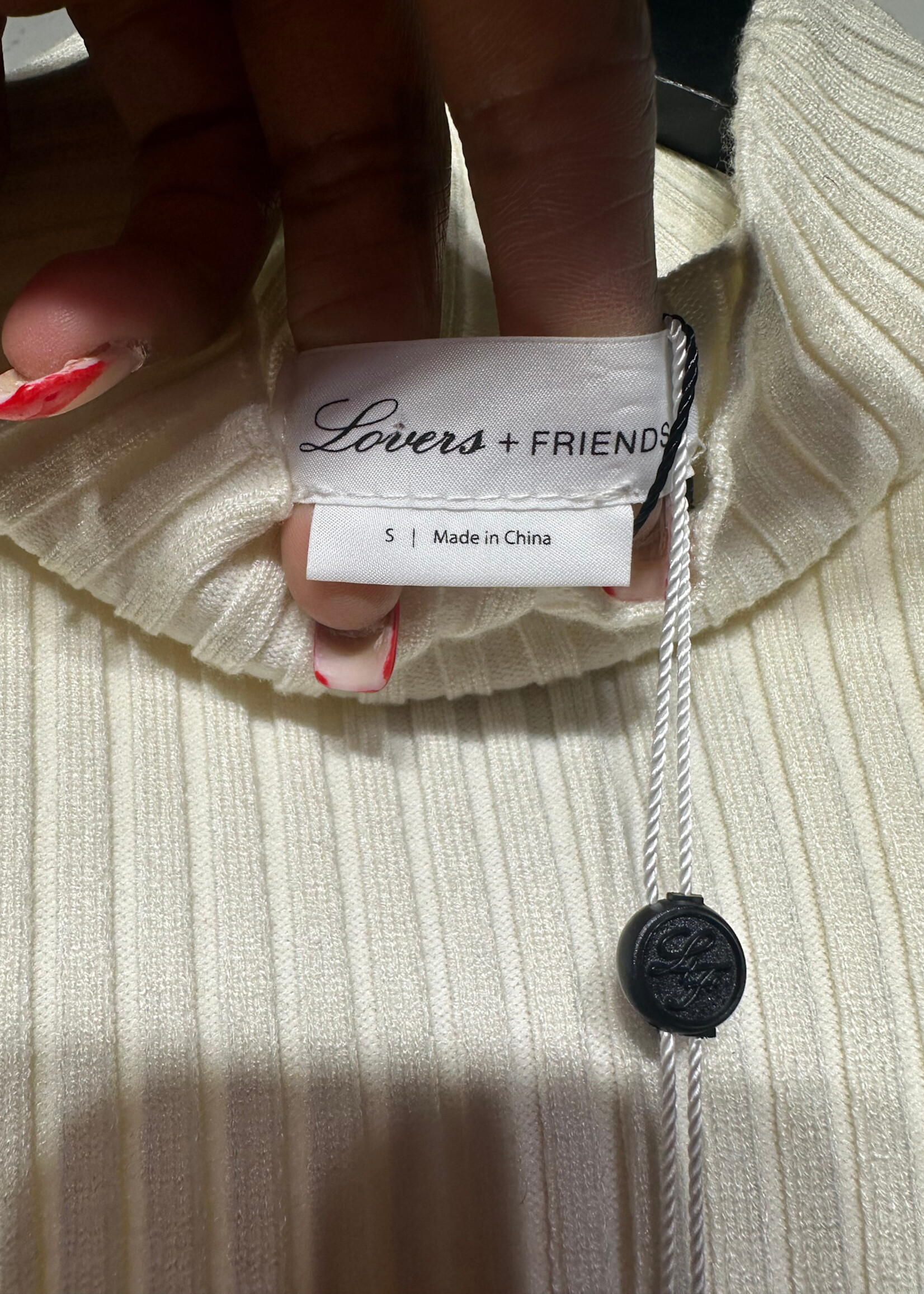 NWT Lovers & Friends Crème Ribbed Cut Out LS S