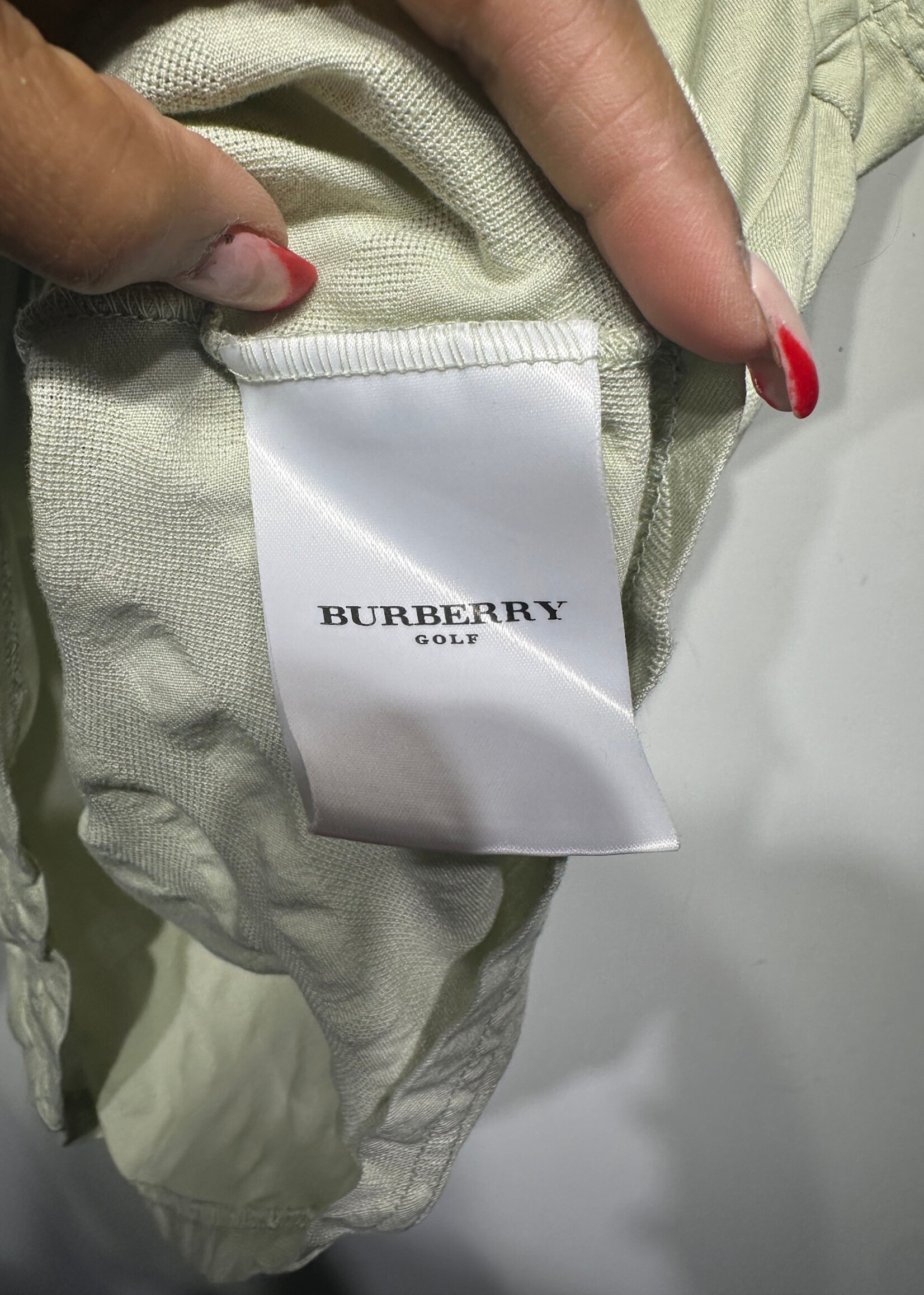 Burberry Golf Light Green Fitted Polo Fem M