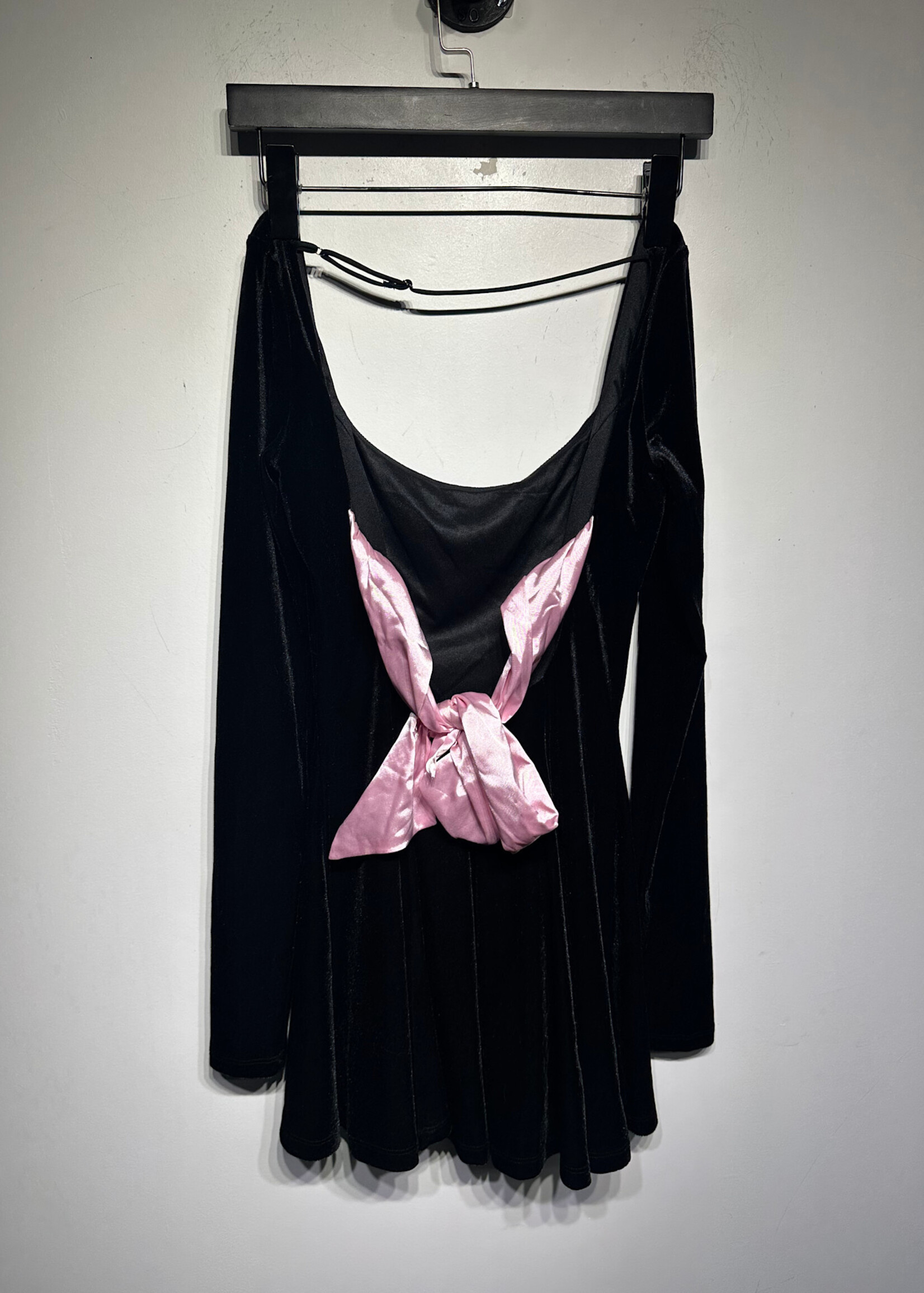 Lucky In The Sky Black Pink Bow Dress S