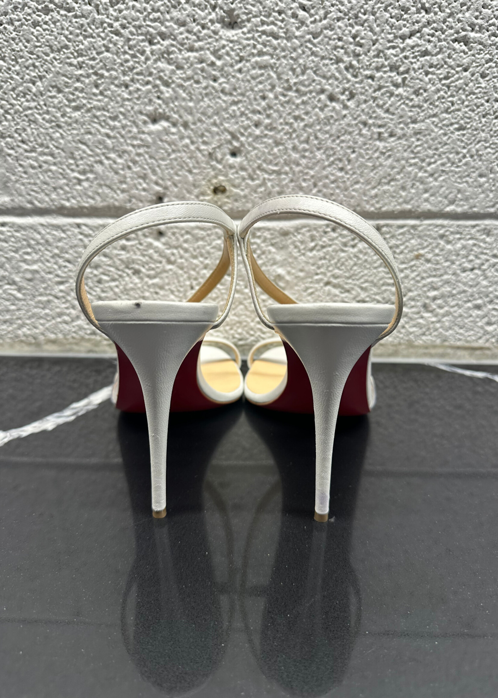 CHRISTIAN LOUBOUTIN WHITE STRAP HEELS 6.5