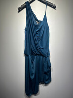 Helmut Lang Dark Blue Asymmetrical Silk Dress 6/S
