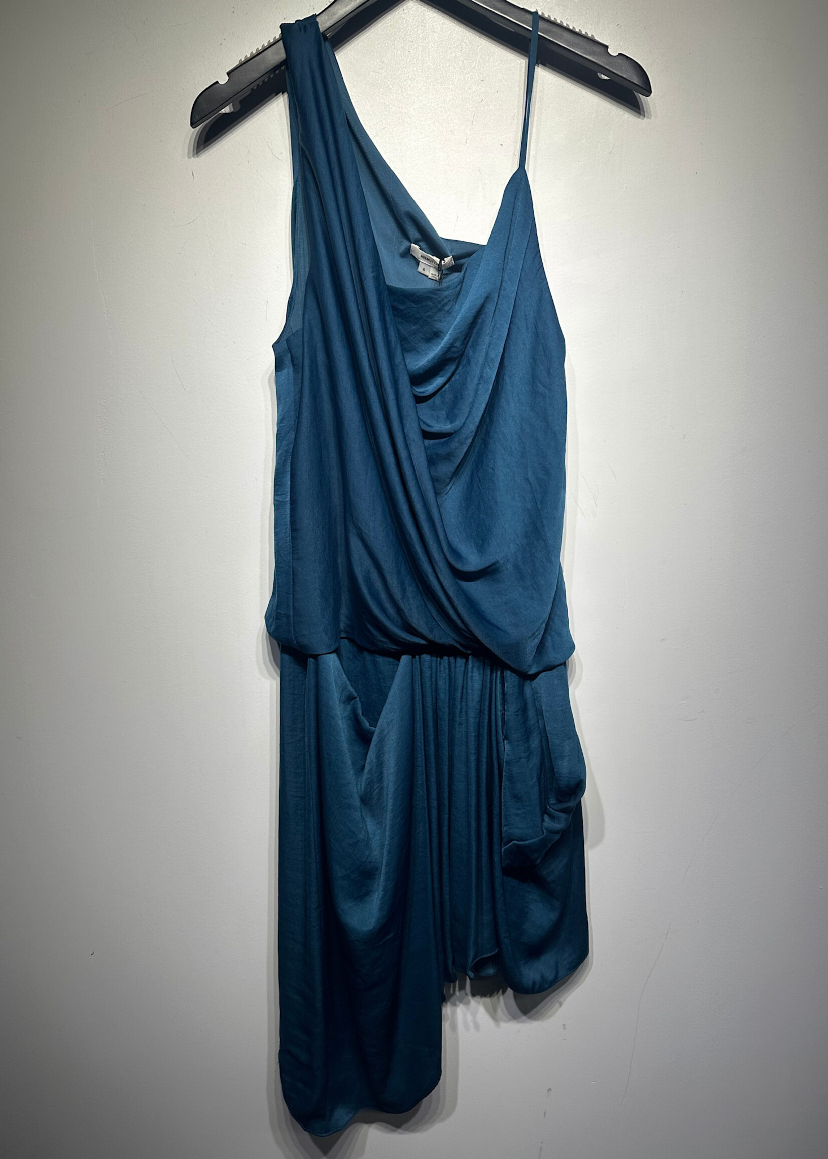 Helmut Lang Dark Blue Asymmetrical Silk Dress 6/S