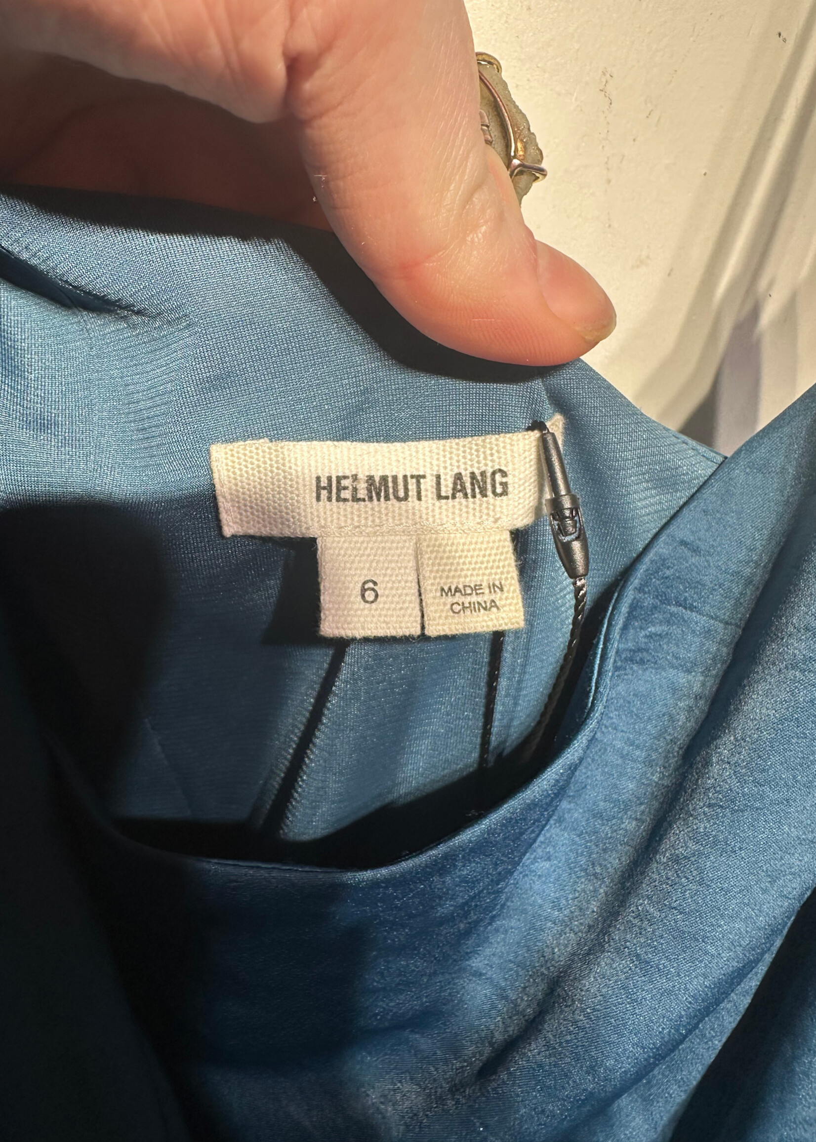 Helmut Lang Dark Blue Asymmetrical Silk Dress 6/S