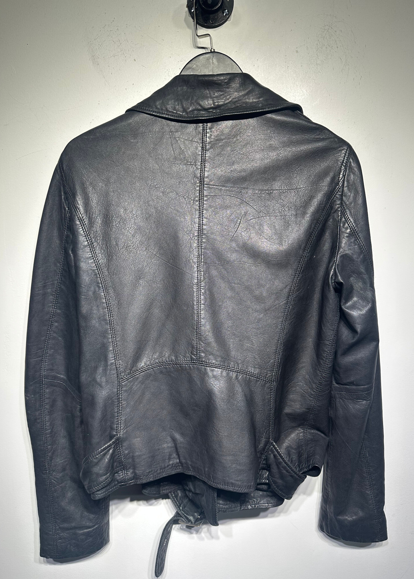 Vintage Black Soft Leather Biker Jacket Masc M