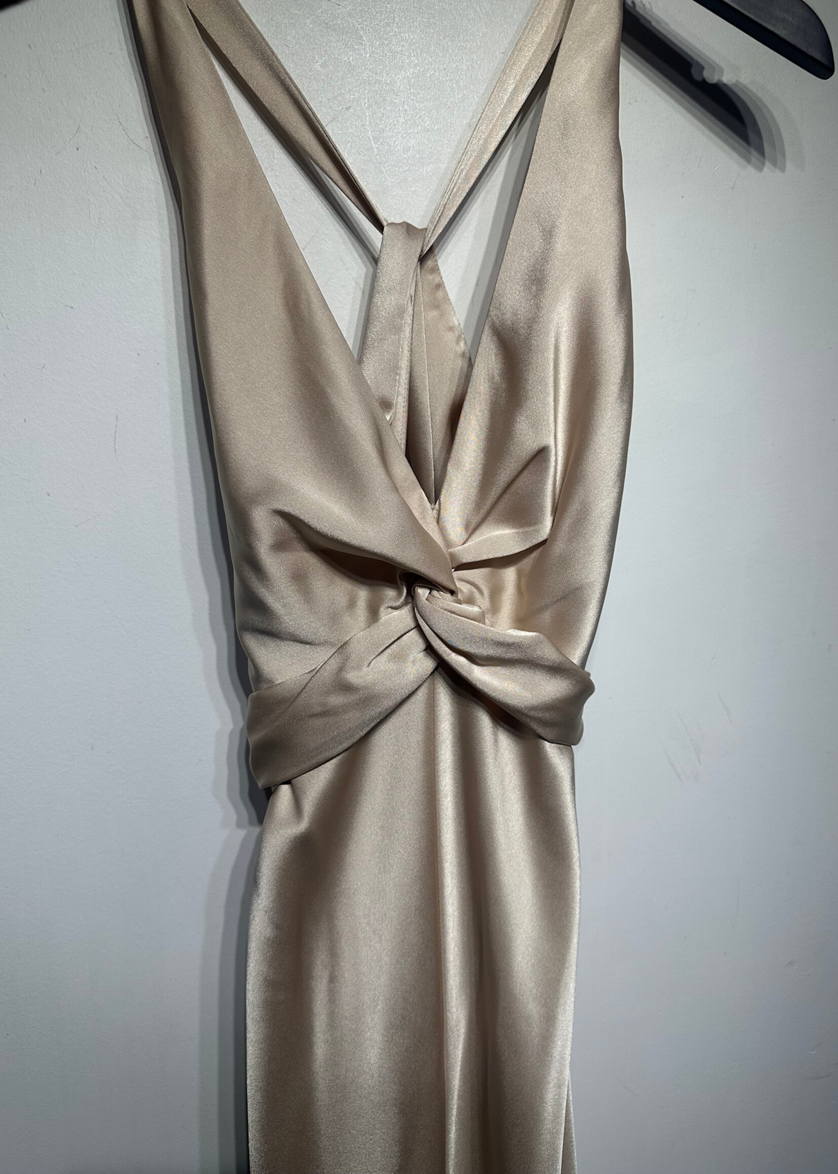 NWT BCBG Tan Silky Vintage Maxi Dress 4/S
