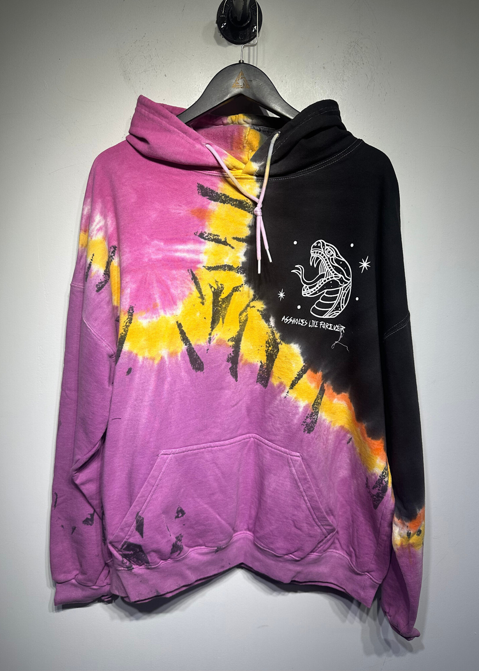 Assholes Live Forever Tie Dye Snake Hoodie 3XL